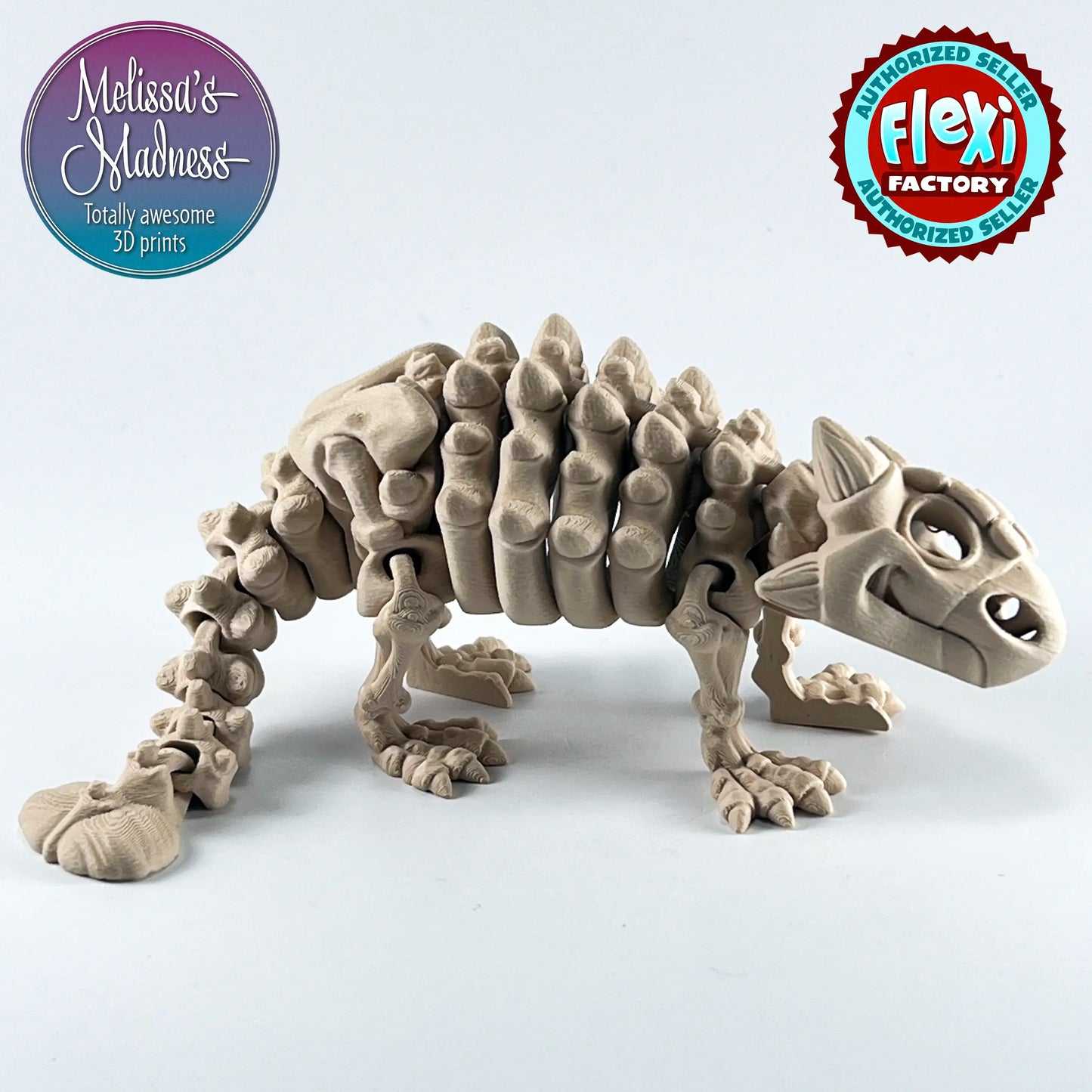 Ankylosaurus Skeleton Figurine 3D Printed PLA in Basic Beige