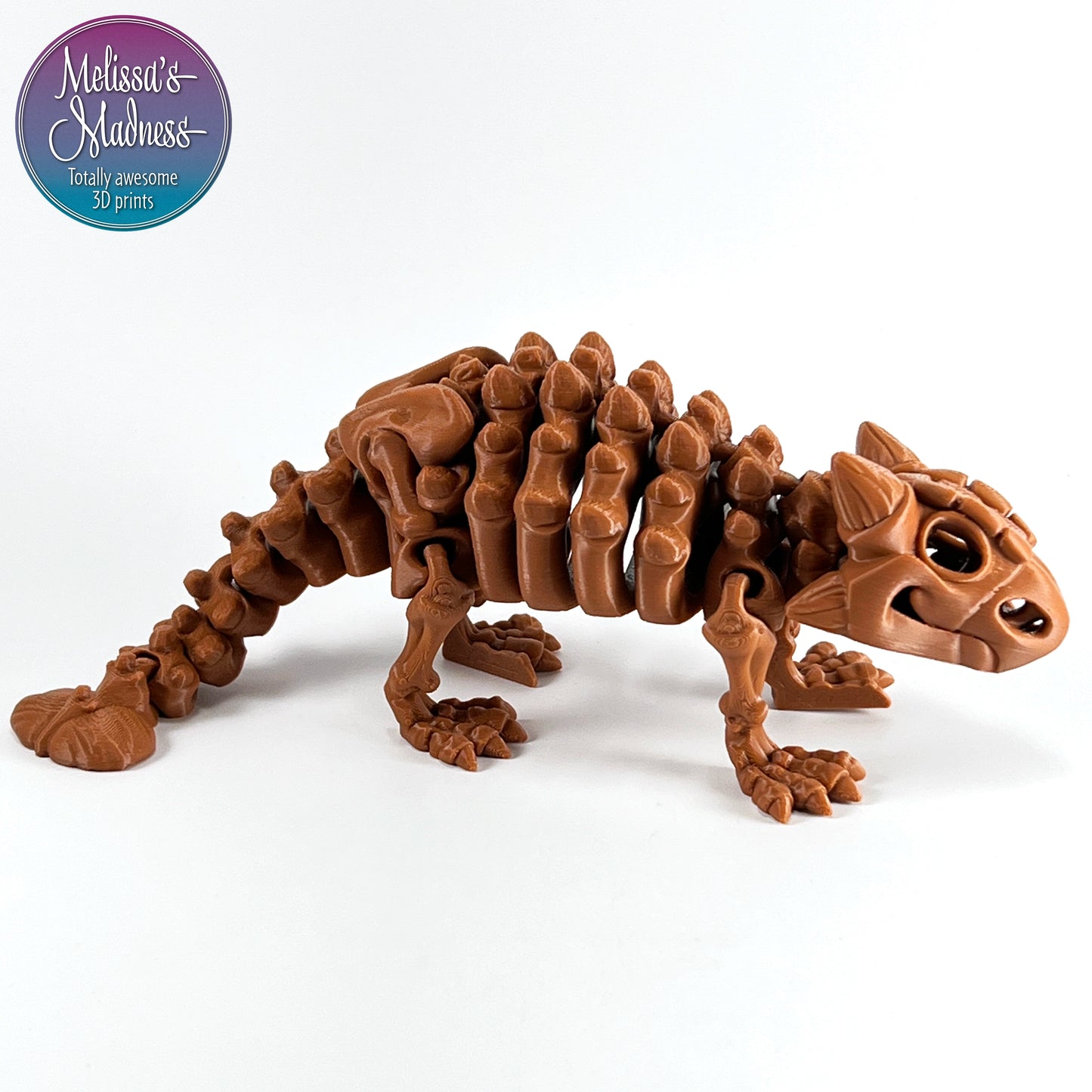 3D Printed Ankylosaurus Skeleton Green Gift Biodegradable Model in Brown Made in Montana