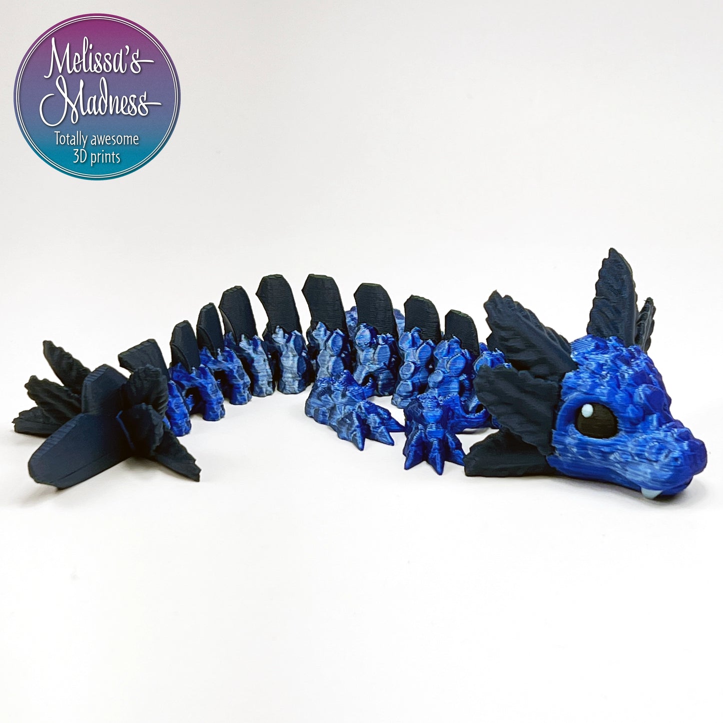 Axolotl Baby Dragon in Blue+Silver Shifting & Dark Blue
