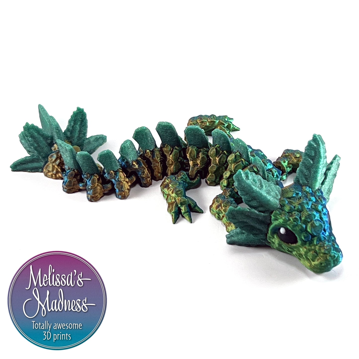 Axolotl Baby Dragon in Orange+Green+Blue Shifting & Diamond Green