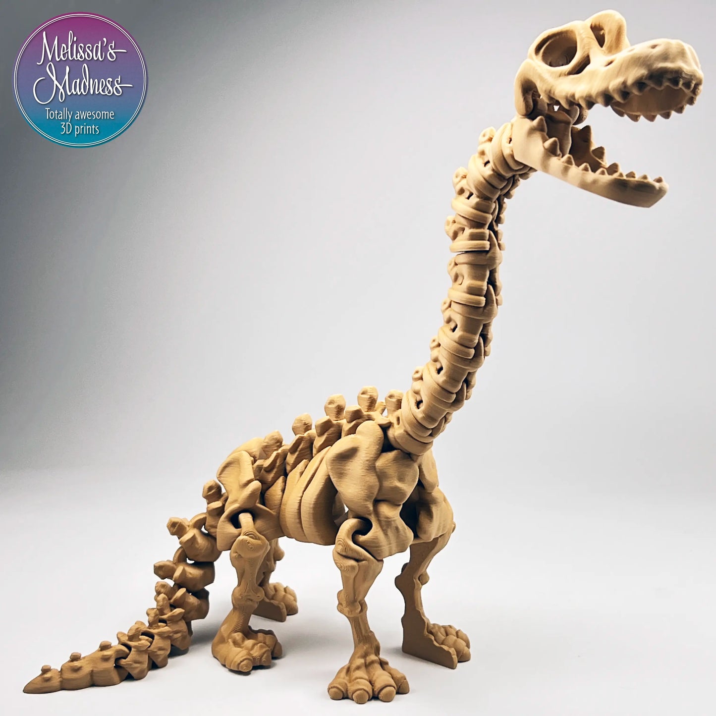 Brachiosaurus Skeleton - Articulating 3D Printed Dinosaur Skeleton | Made in Montana | Flexi Factory Design