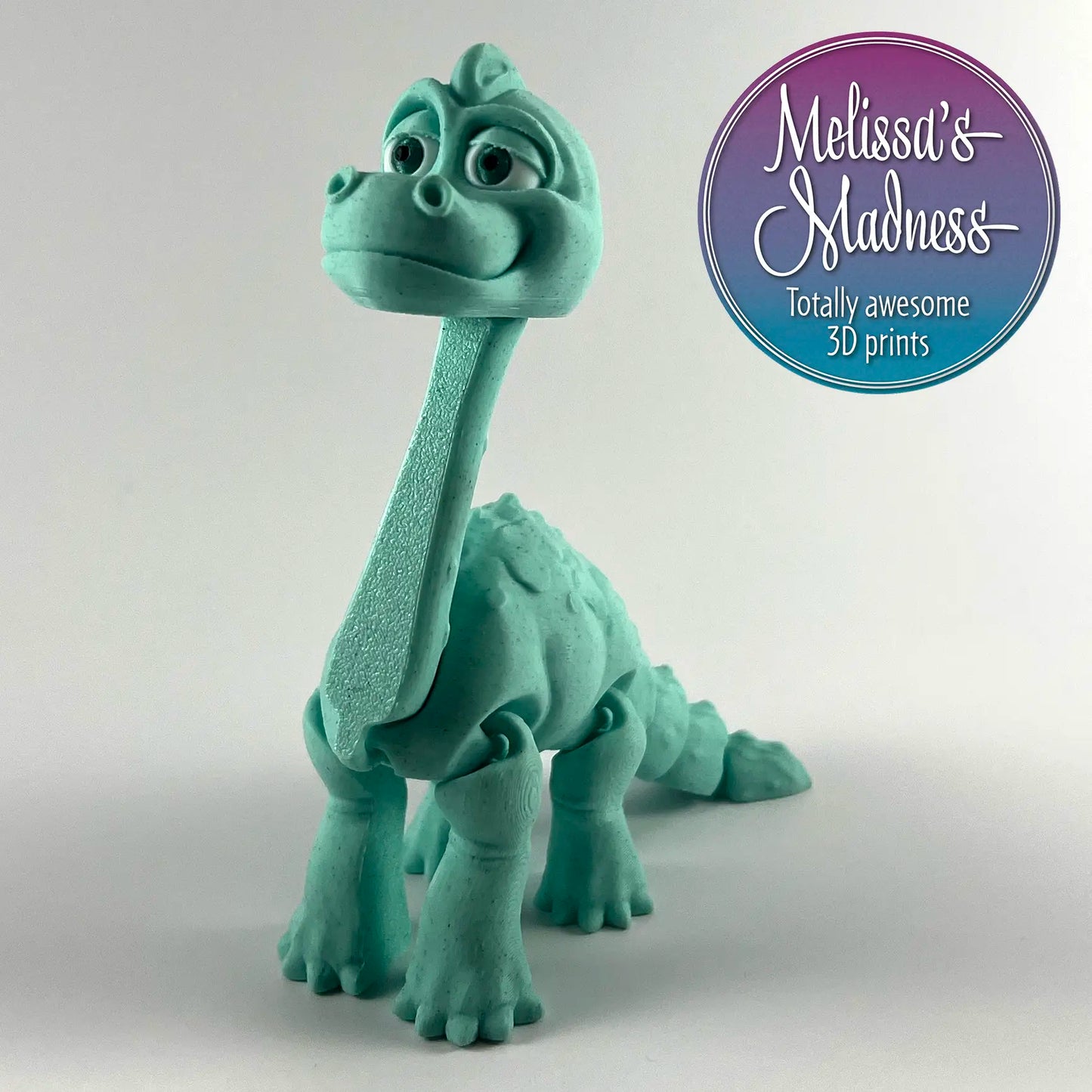 Hydropower Made Brachiosaurus in Mint Chip Articulated Model Industrially Compostable PLA Bioplastic