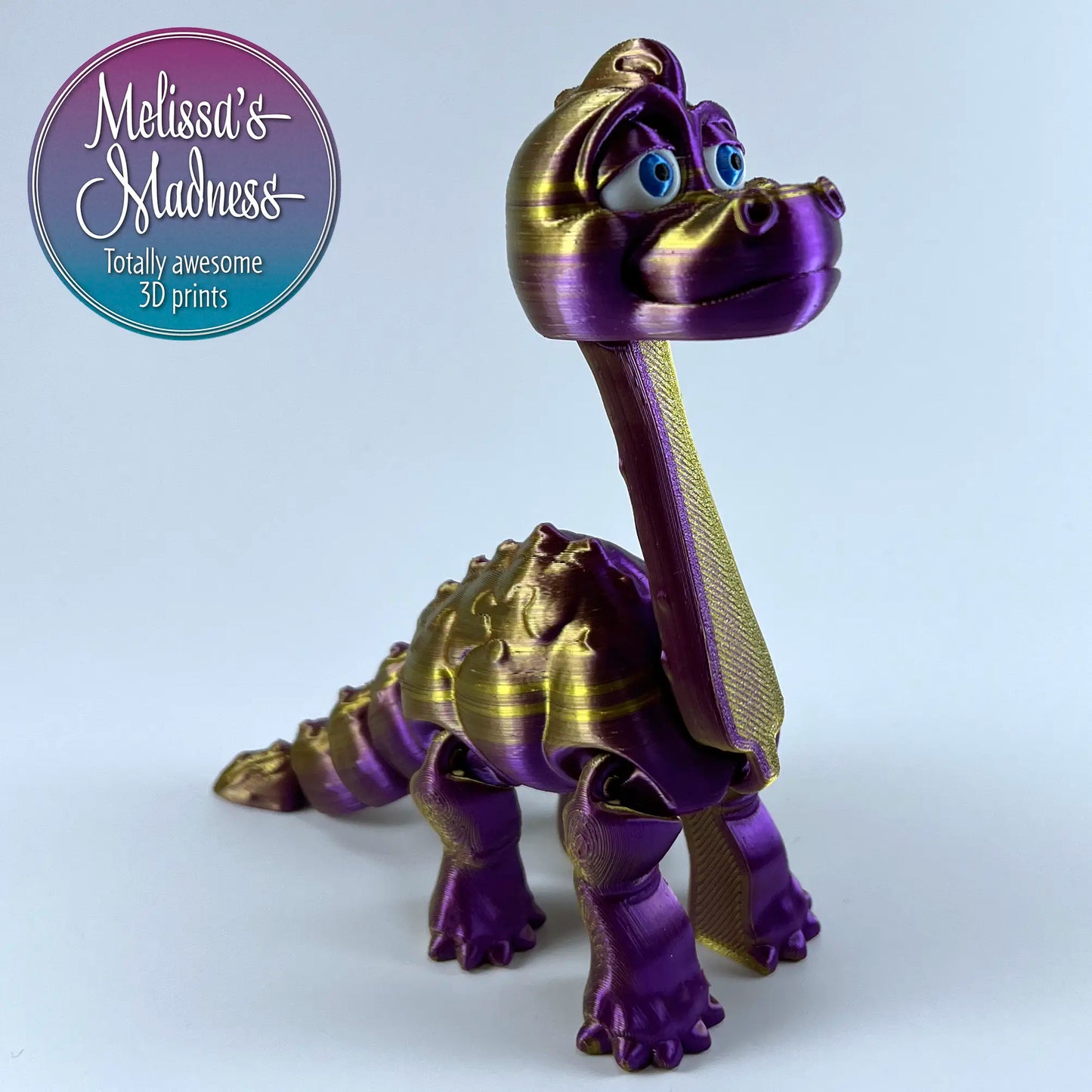 Articulated Brachiosaurus in Purple+Gold Shifting Flexible Movement Collectible 3D Printed Figurine