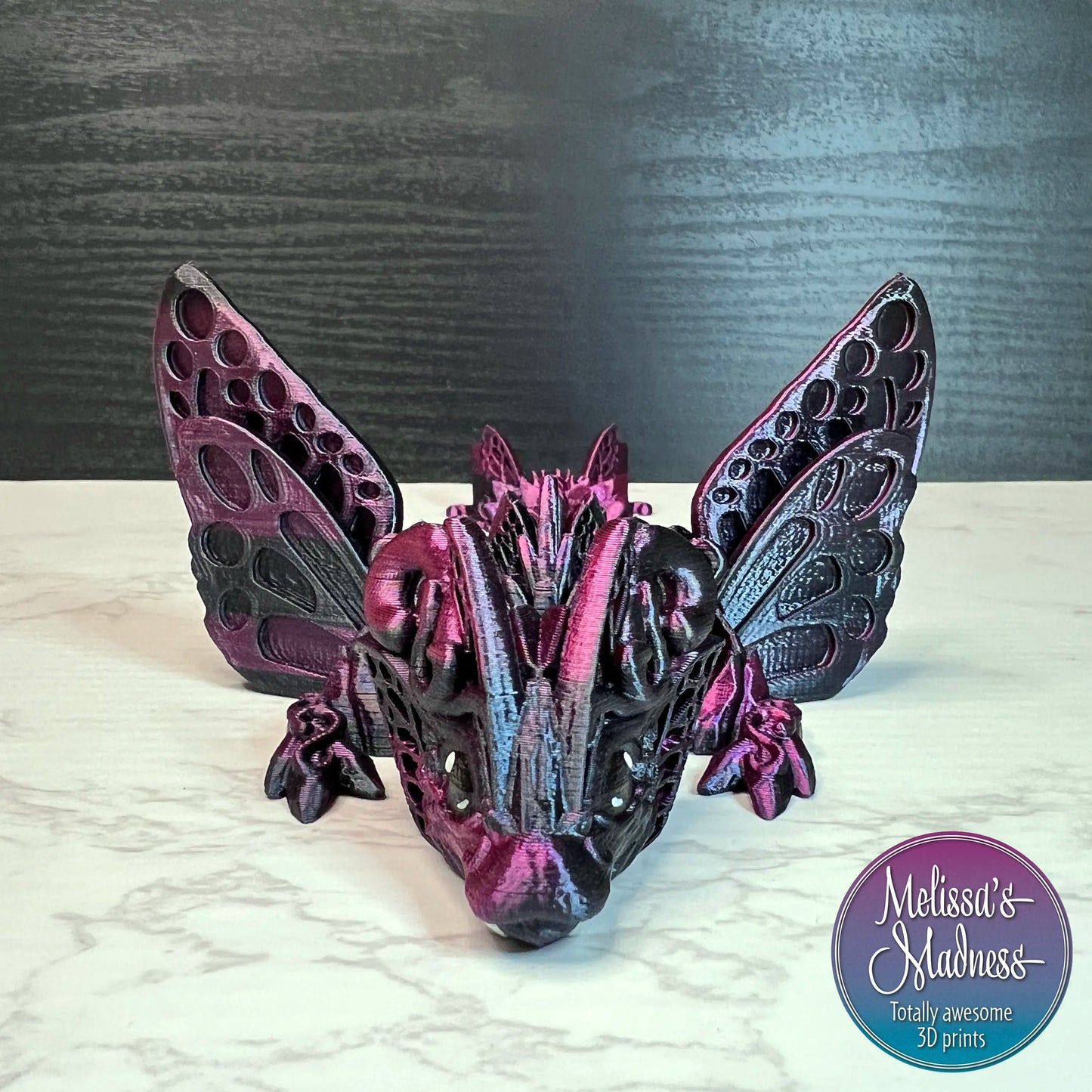 Wholesale Butterfly Baby Dragon in Black+Rose Red Shifting gift shop supplier 3D printed collectible