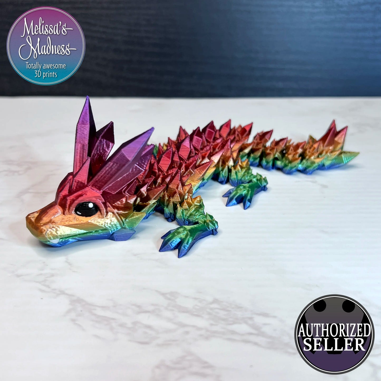 Crystal Dragon Baby in Bright Rainbow