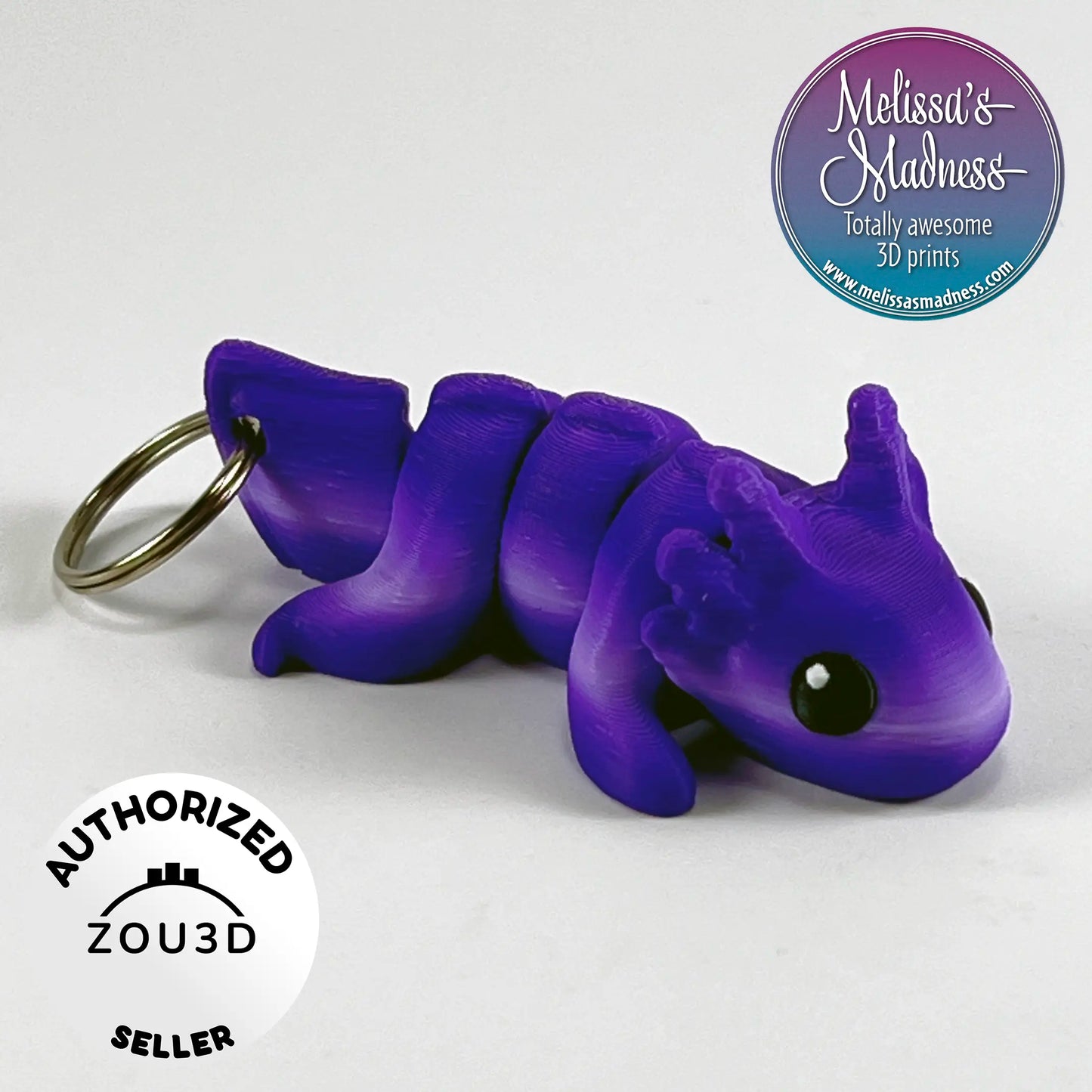 Cute Axolotl Keychain in Purple Ombre