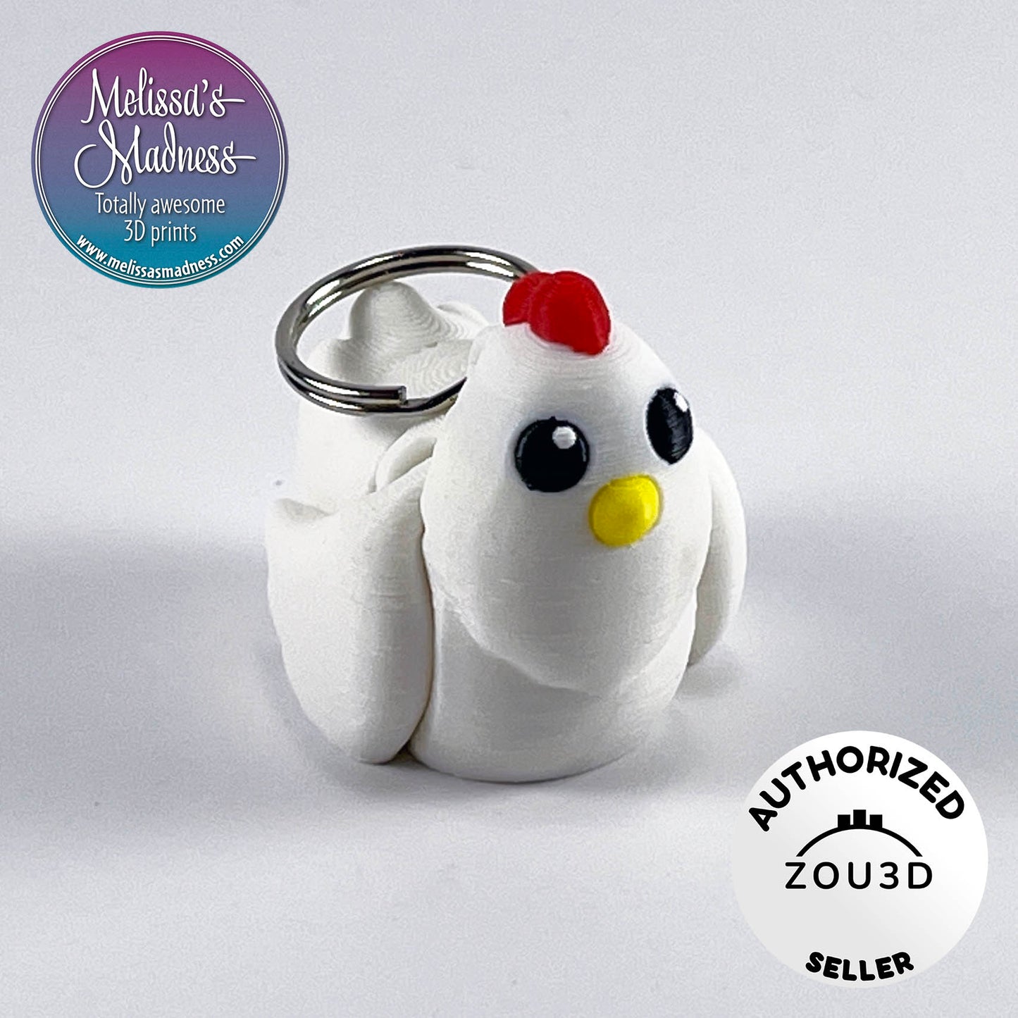 Cute Chicken Keychain in White