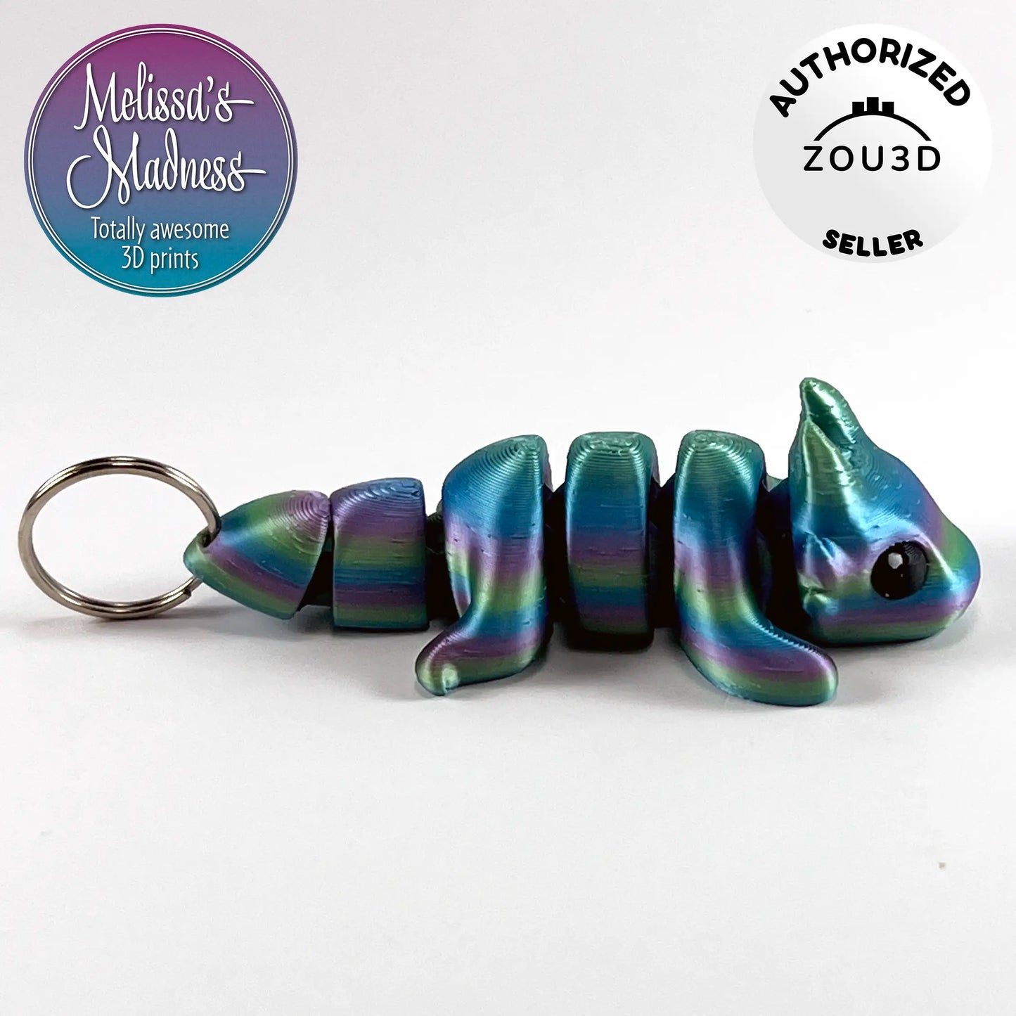 Cute Dragon Keychain in Pastel Rainbow