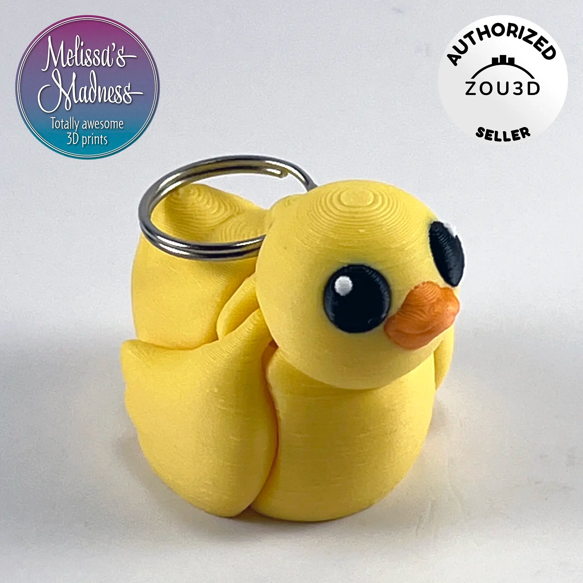 Cute Duck Keychain Articulating 3D Printed Bird Keychain Made