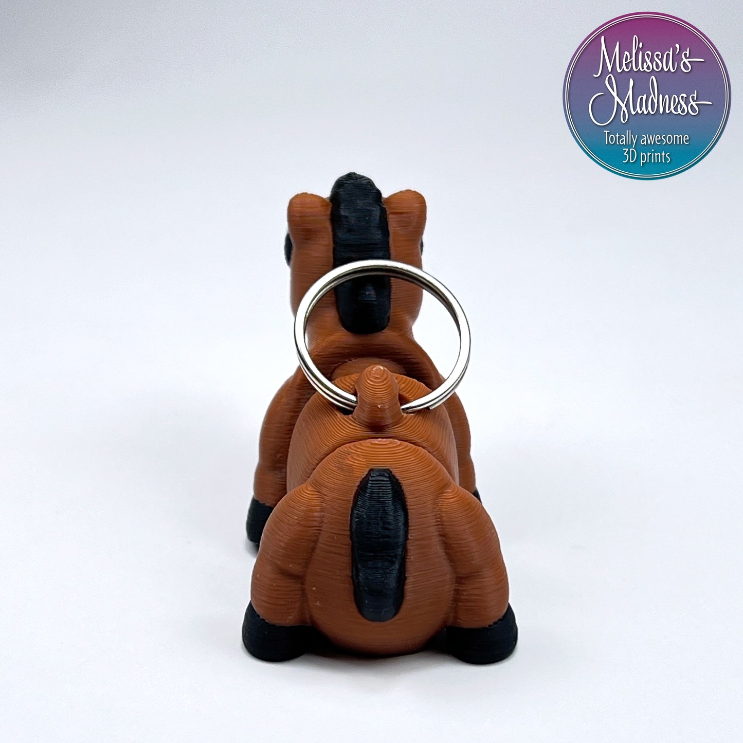 Articulated Cute Horse Chunky Keychain in Brown & Black Flexi Fidget Collectible 3D Printed Figurine