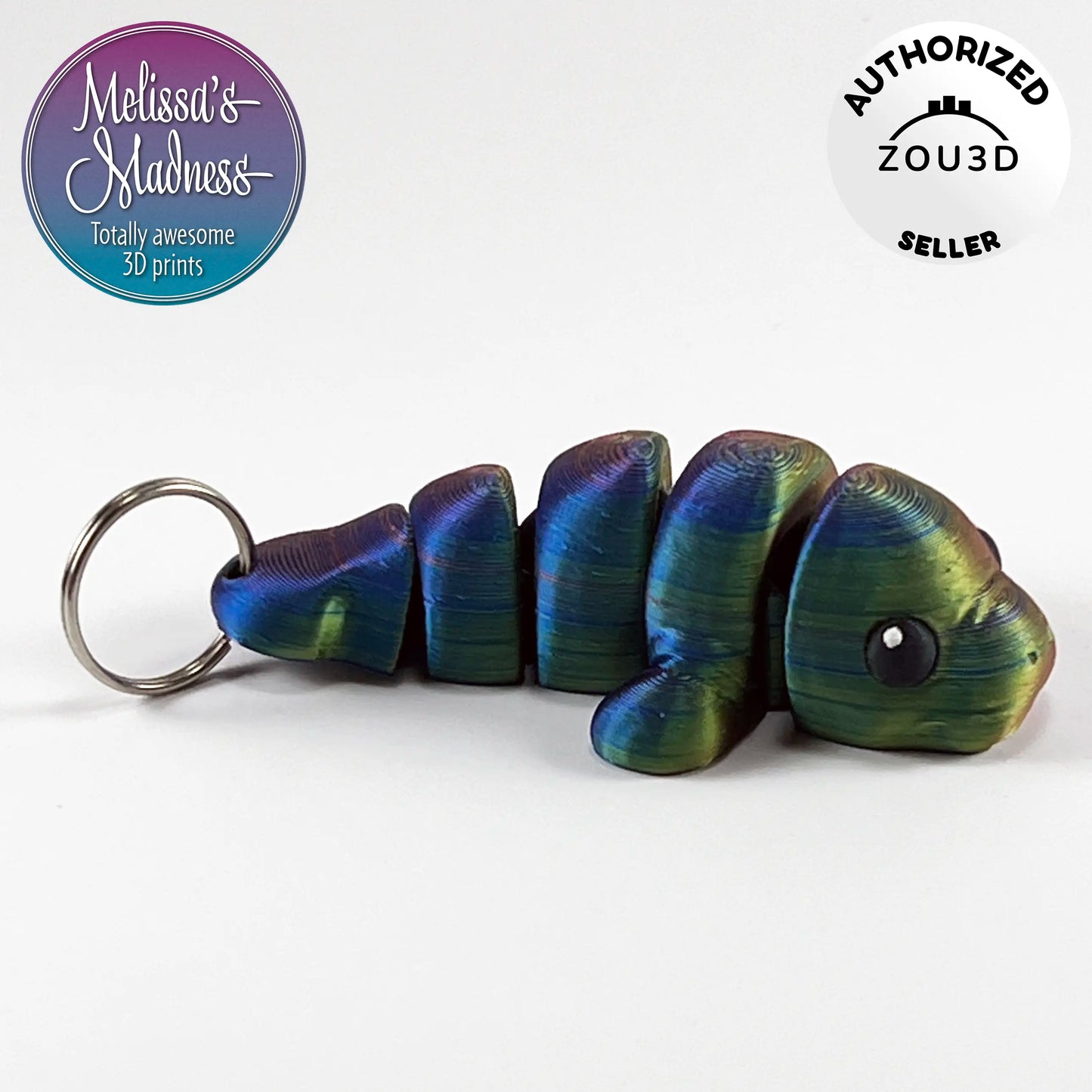 Cute Manatee Keychain in Red+Yellow+Blue Shifting