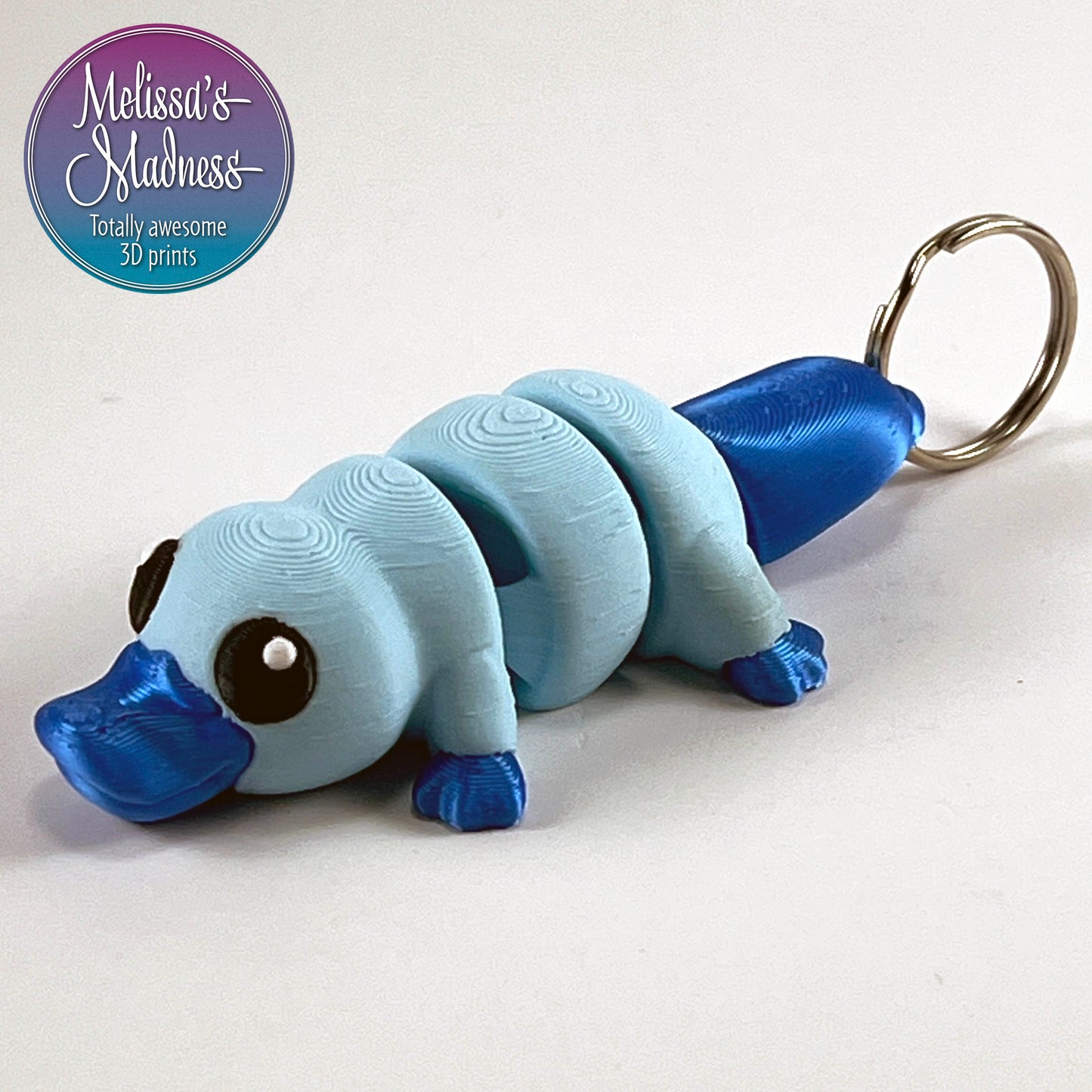 Cute Platypus Keychain in Ice Blue & Silk Blue