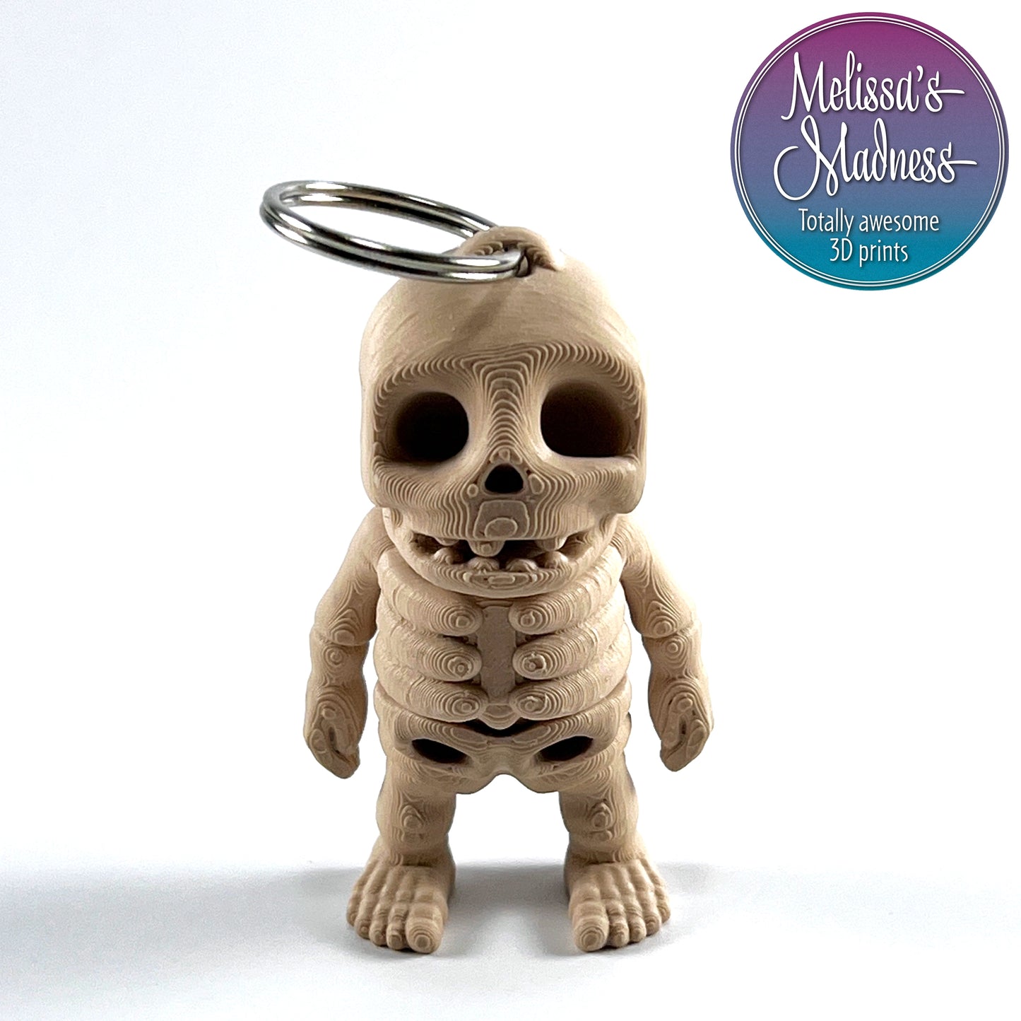 Cute Skeleton Keychain in Basic Beige