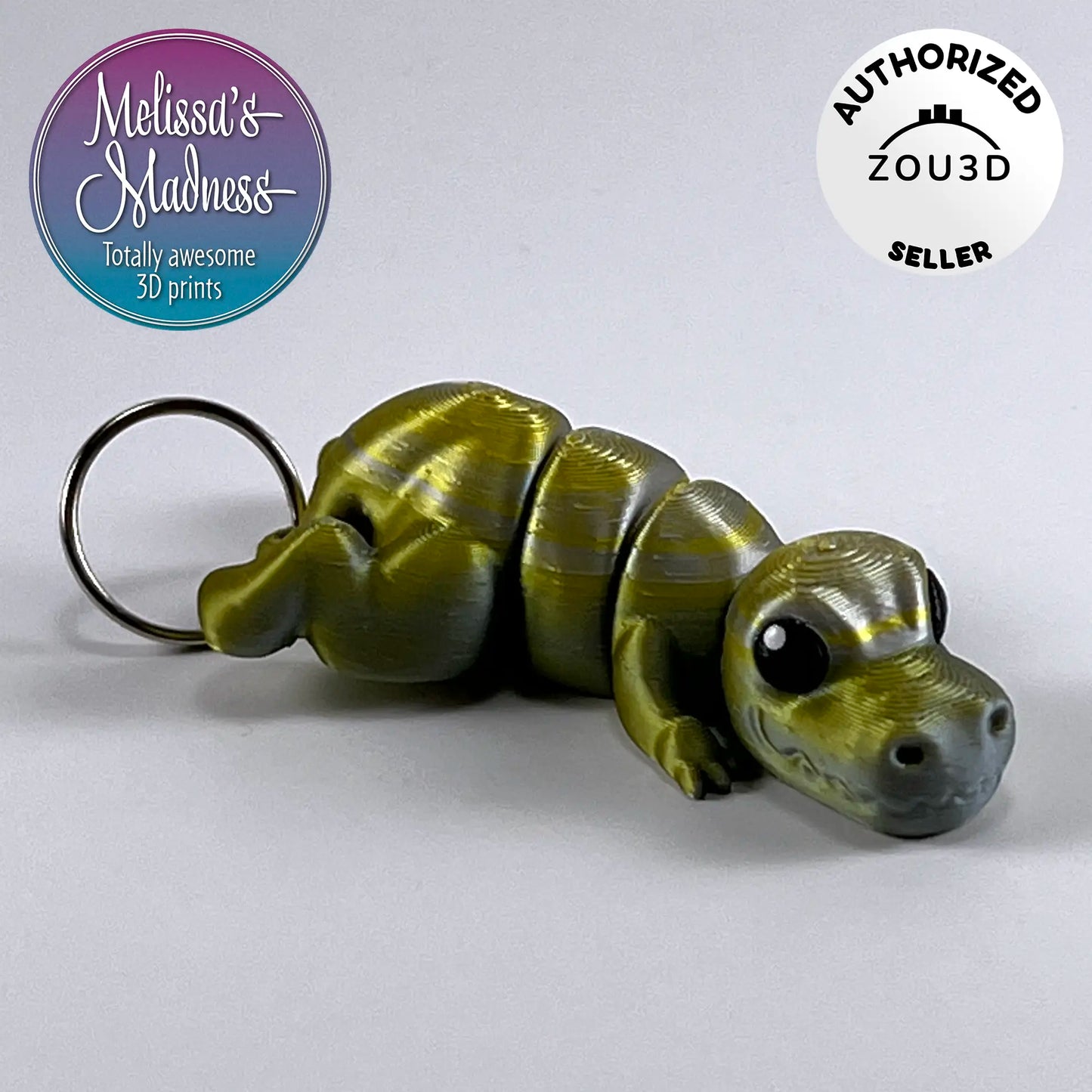 Cute Tyrannosaurus Rex Keychain in Silver+Gold Shifting