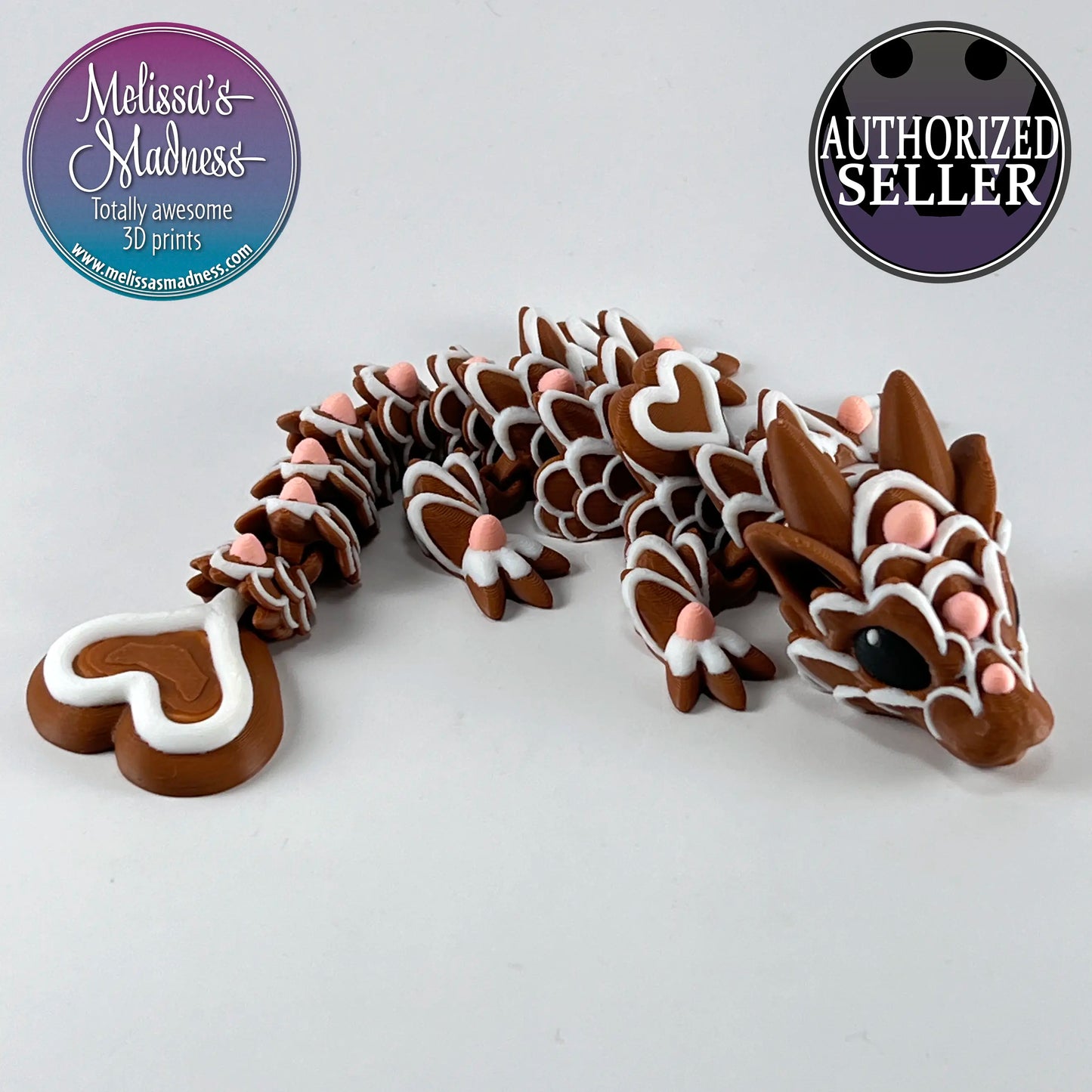 Heart Cookie Baby Dragon in Brown & Soft Rainbow