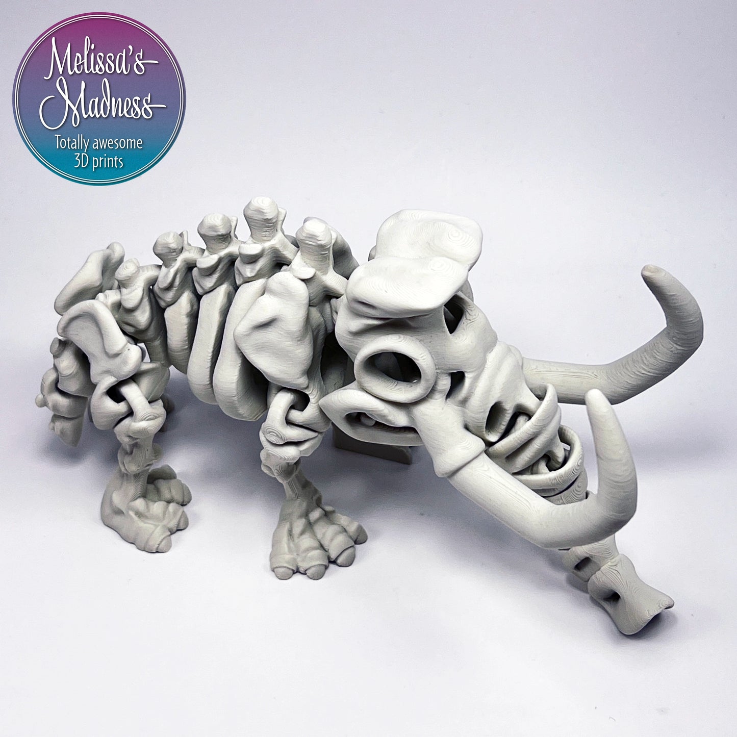 Mammoth Flexi Skeleton Sustainable Collectible Bioplastic Figurine in Aged White