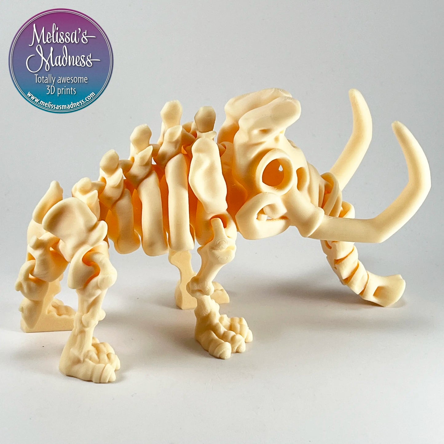 Articulated Mammoth Skeleton Eco-Friendly 3D Printed Biodegradable PLA in Light Peach