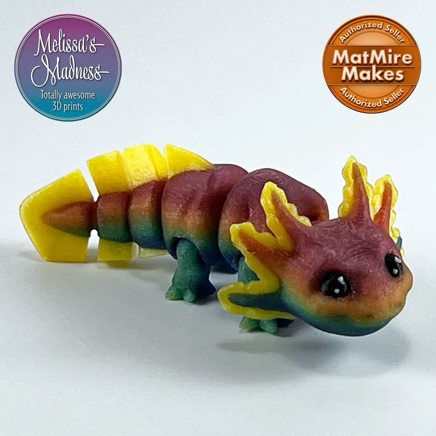 Mini Axolotl in Shimmer Rainbow & Sparkling Solar