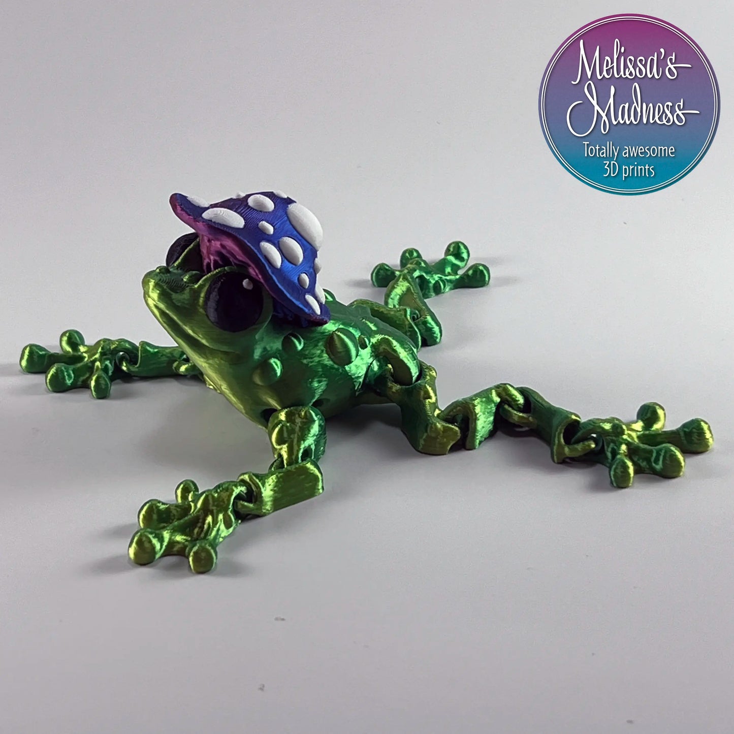 Mushroom Frog in Yellow+Green Shifting with Red+Blue Shifting Mushroom Cap