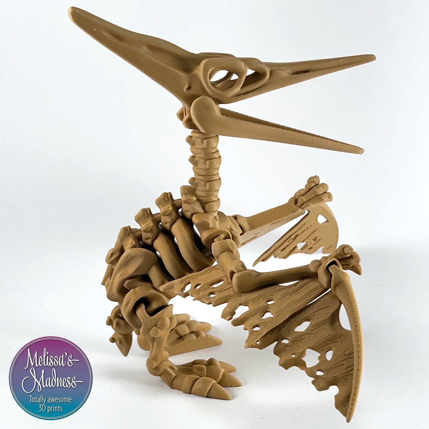 Pteranodon Flexi Skeleton Sustainable Collectible Bioplastic Figurine in Caramel