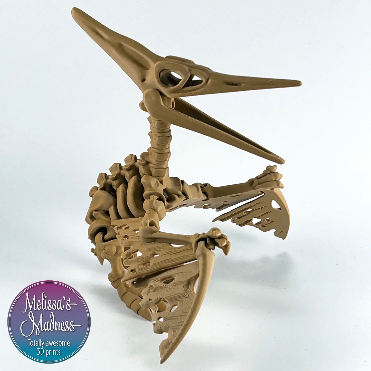 Pteranodon Flexi Skeleton Figurine 3D Printed PLA in Caramel
