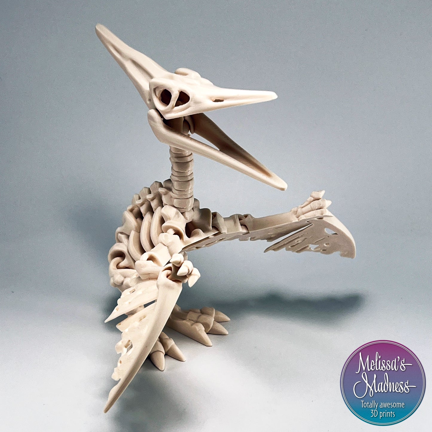 Articulated Pteranodon Skeleton Sustainable Gift Shop Collectible Biodegradable PLA in Basic Beige