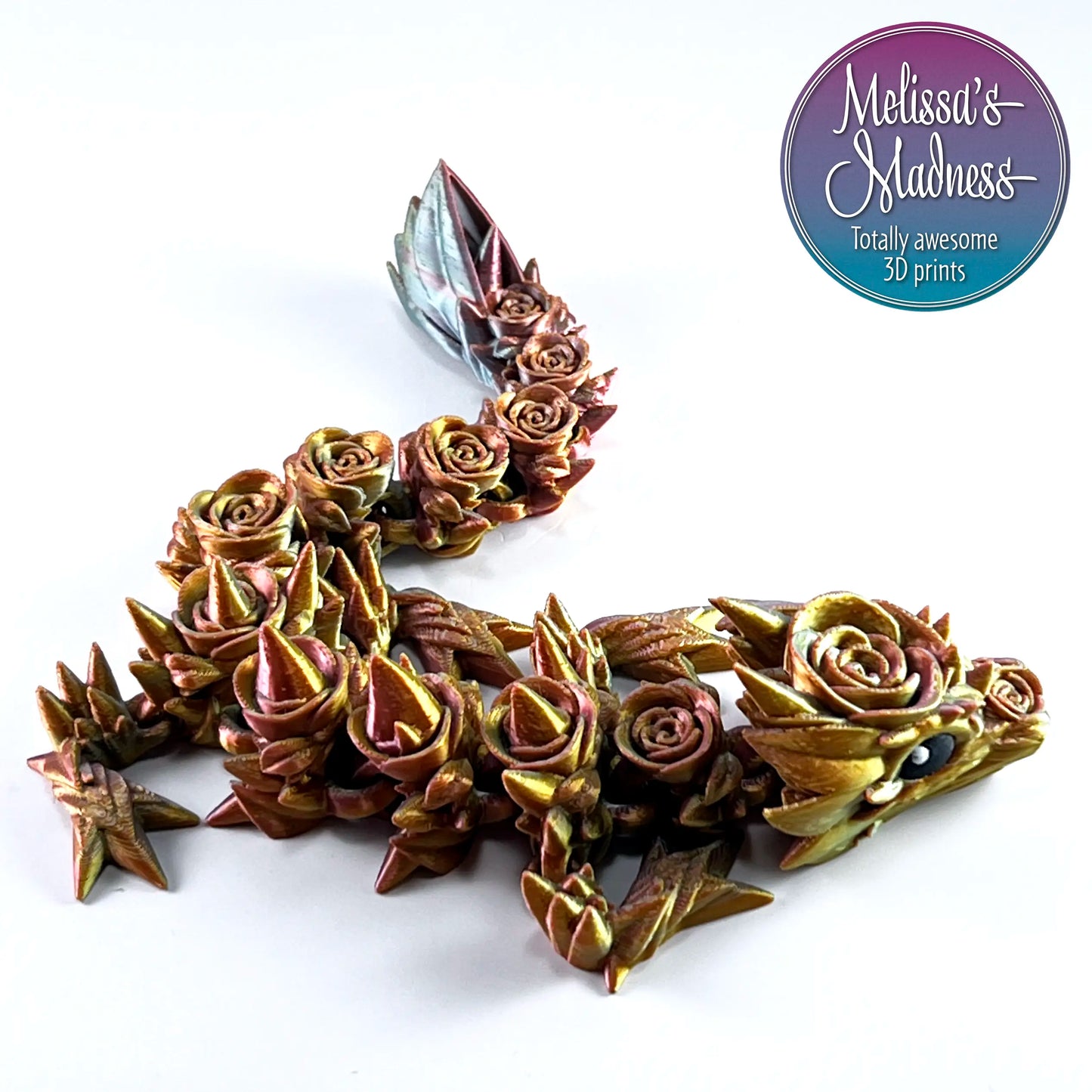 Rose Baby Dragon in Jewel Green+Red Orange+Gold Shifting