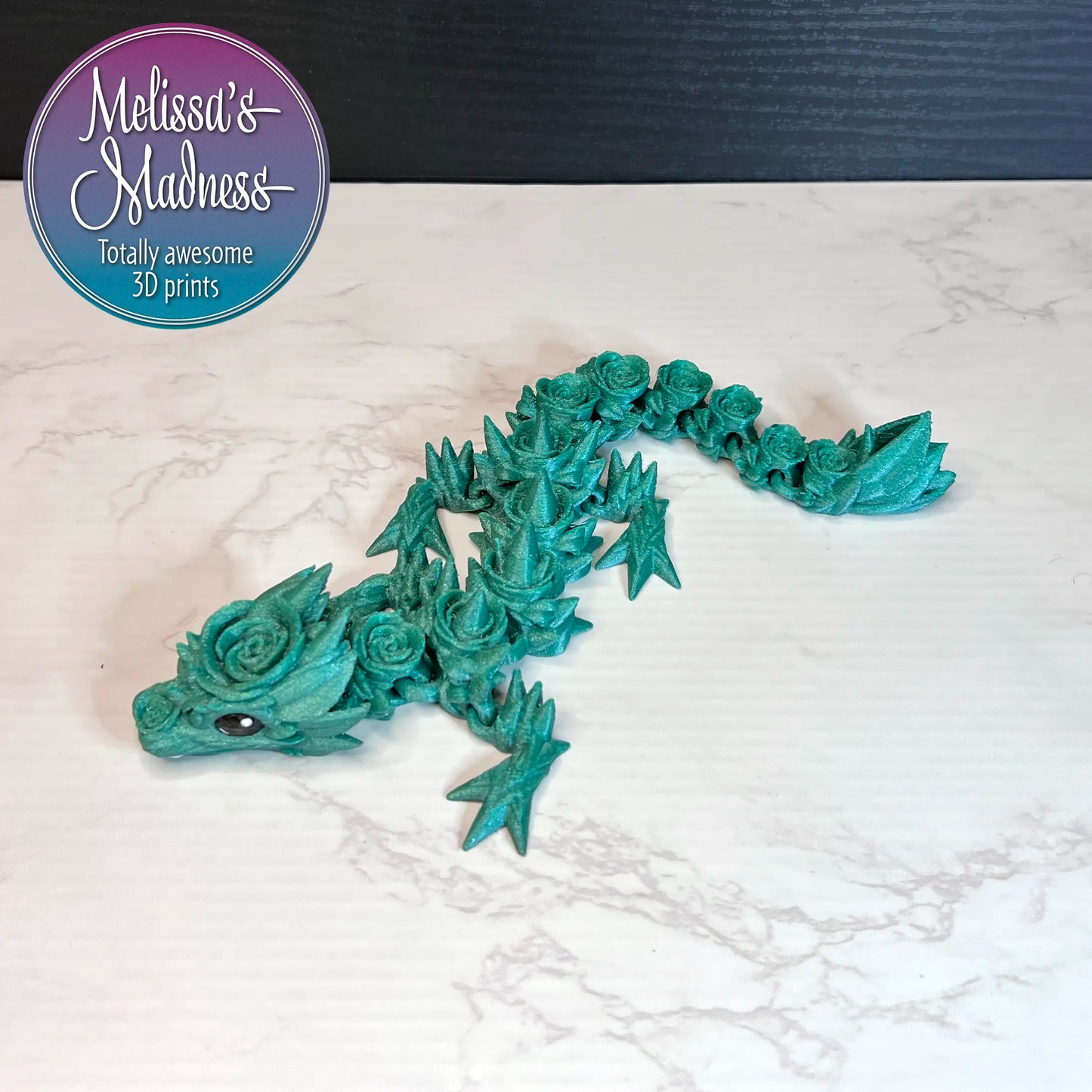 3D printed Rose Baby Dragon in Diamond Green wholesale gift shop supplier retail store collectible