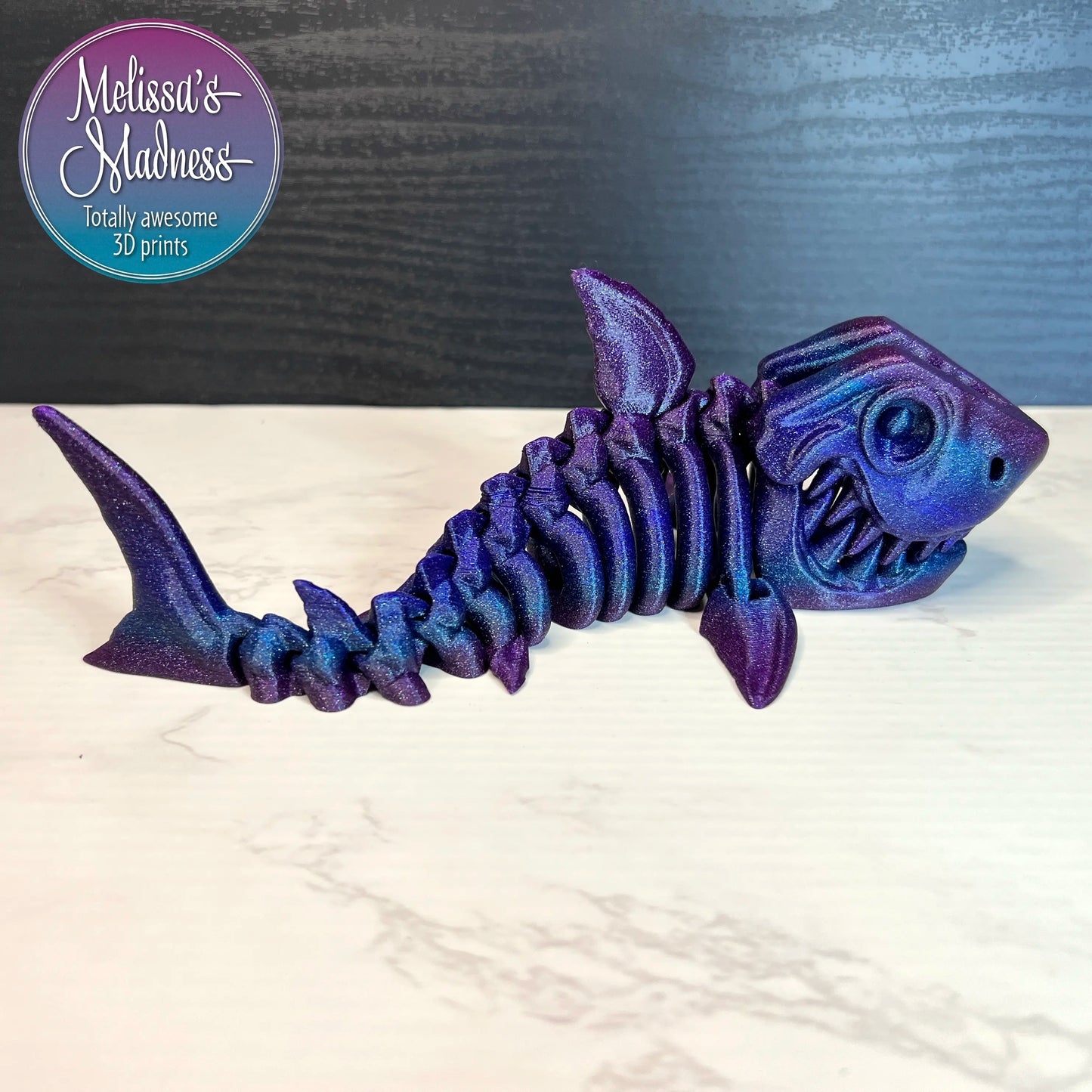 Shark Flexi Skeleton Sustainable Collectible Bioplastic Fidget in Glittering Galaxy