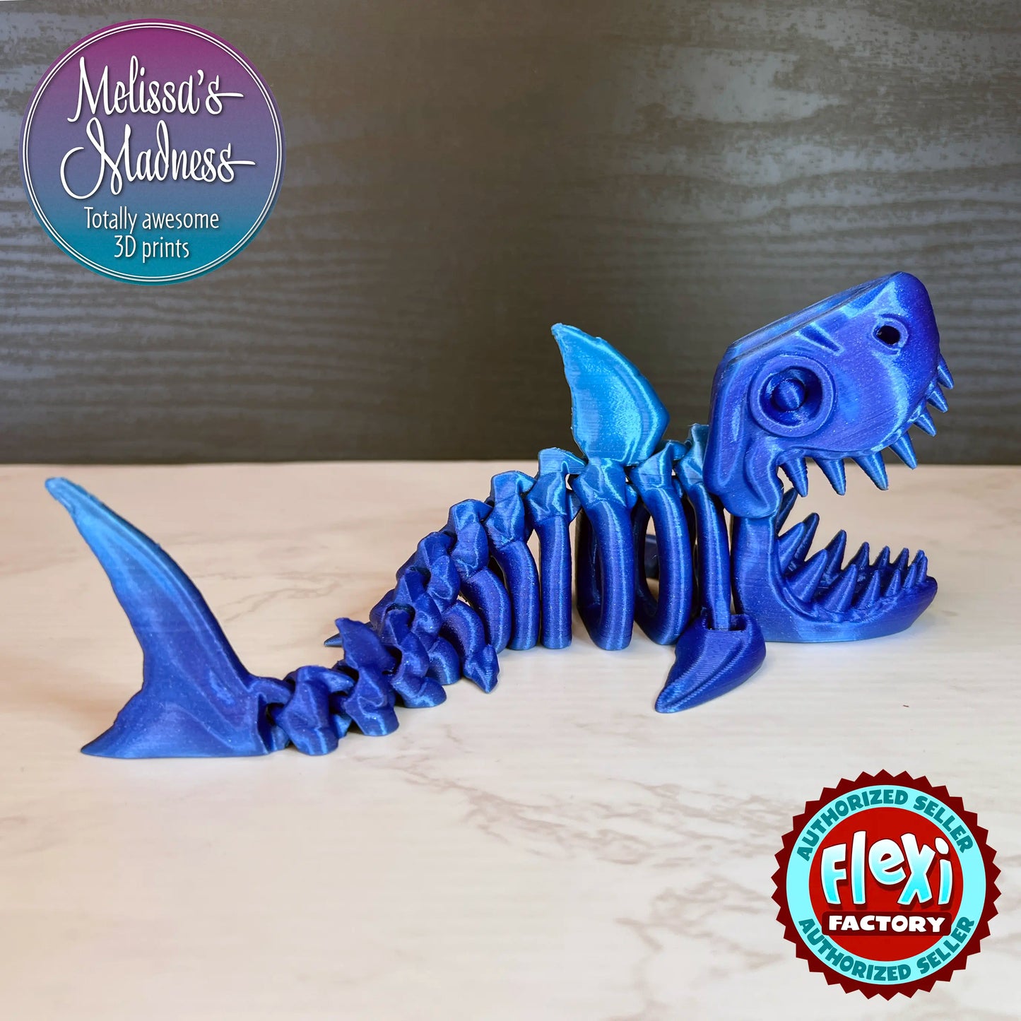 Articulated Shark Skeleton 3D Printed Collectible Model in Ocean