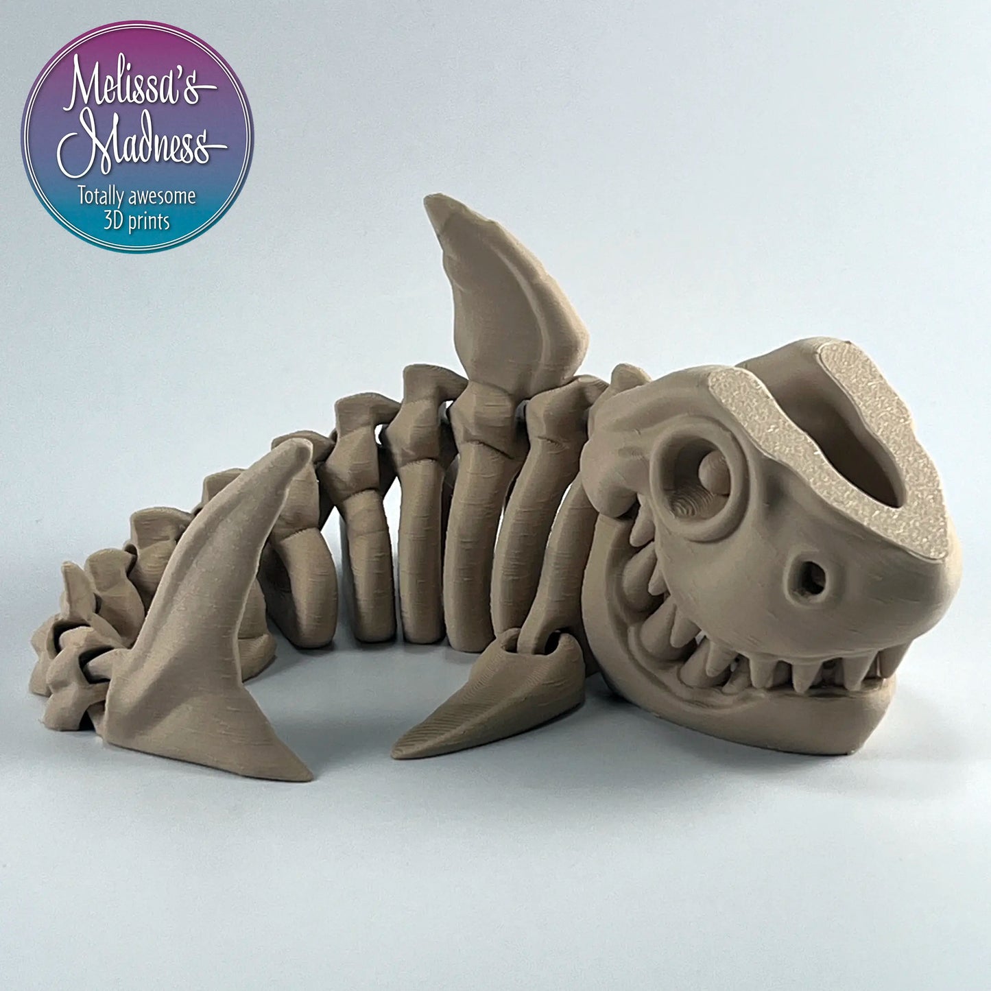 3D Printed Articulated Shark Skeleton Display Piece in Basic Beige Made in Montana
