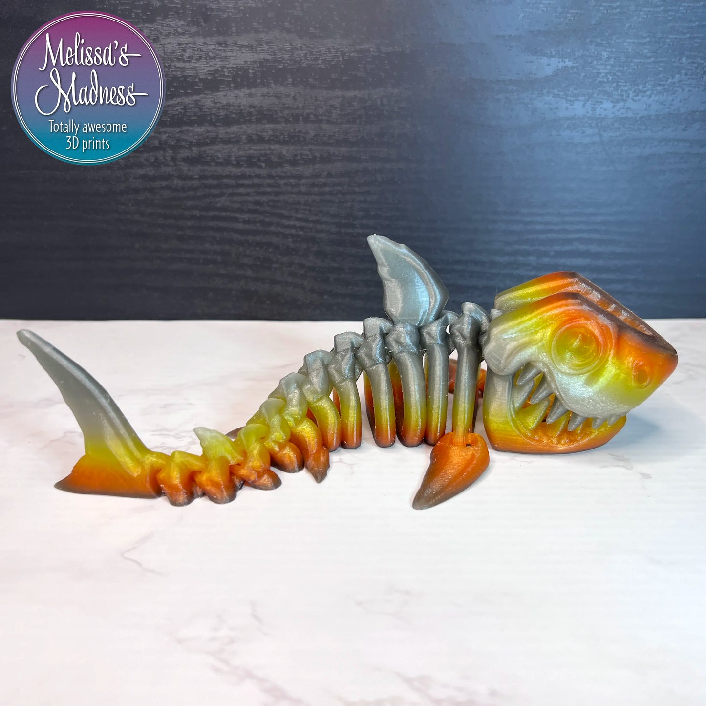 Articulated Shark Skeleton Sustainable Gift Shop Collectible Biodegradable PLA in Chilly