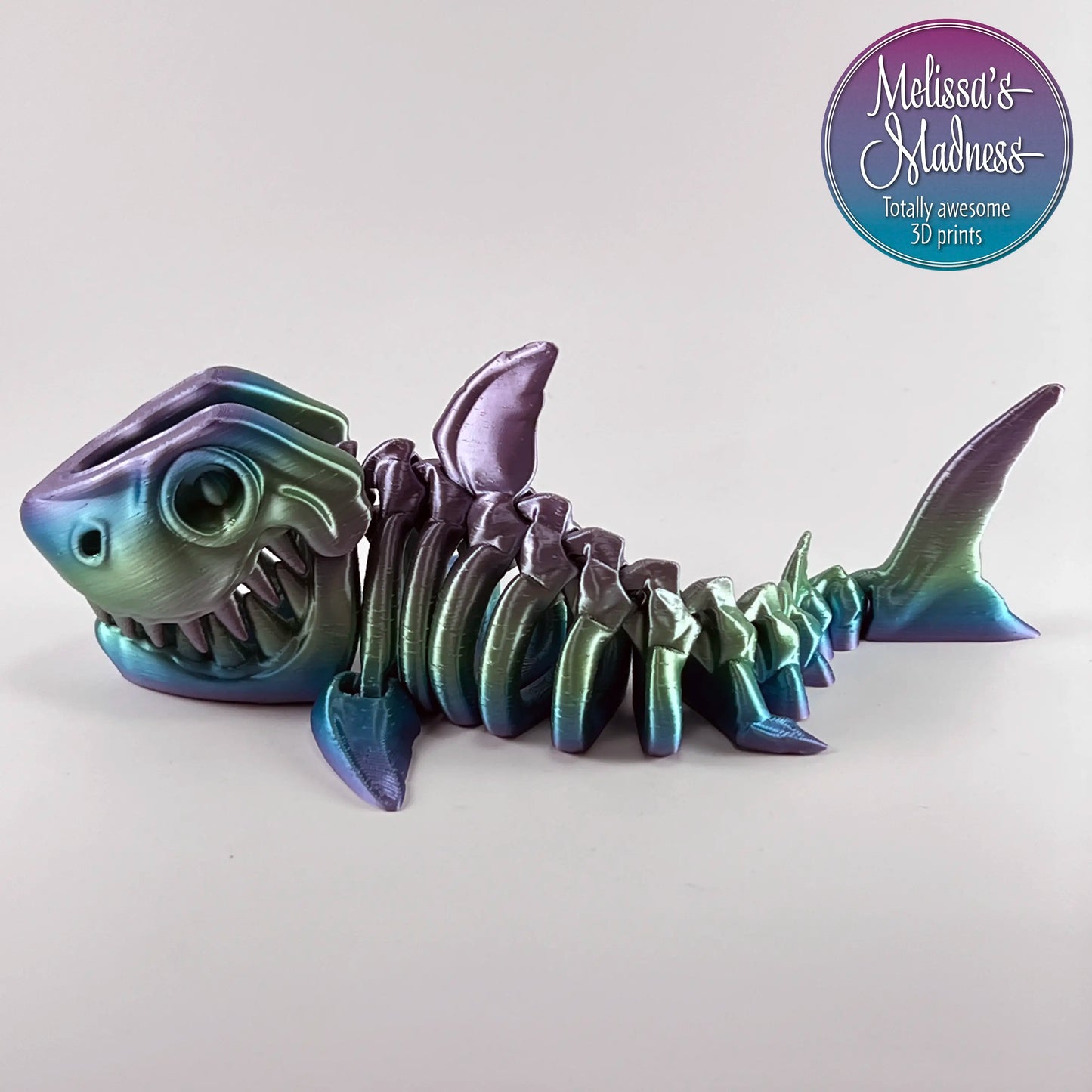 Shark Flexi Skeleton Eco-Friendly Wholesale Collectible Bioplastic in Pastel Rainbow