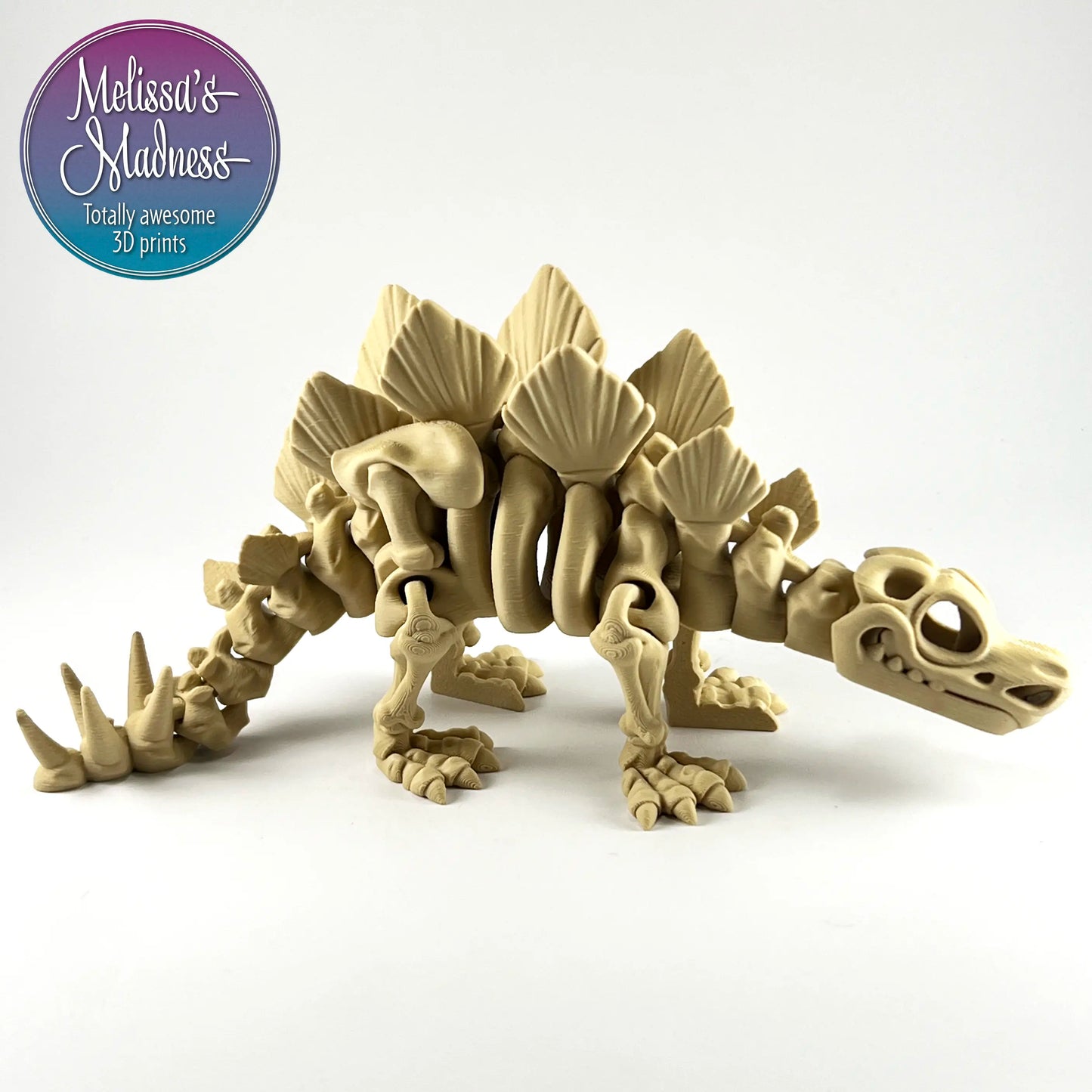 Articulated Stegosaurus Skeleton Eco-Friendly 3D Printed Biodegradable PLA in Desert