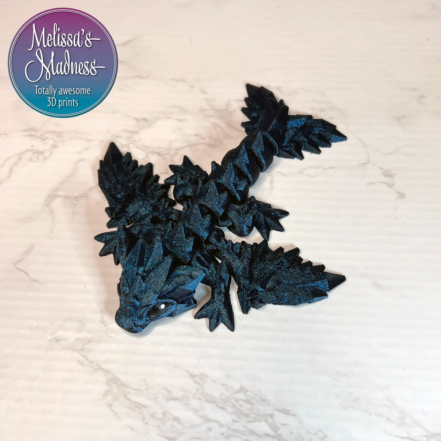 Articulated Tiny Crystal Dragon in In the Deep PLA Bioplastic Eco-Friendly Model Made with Hydropower