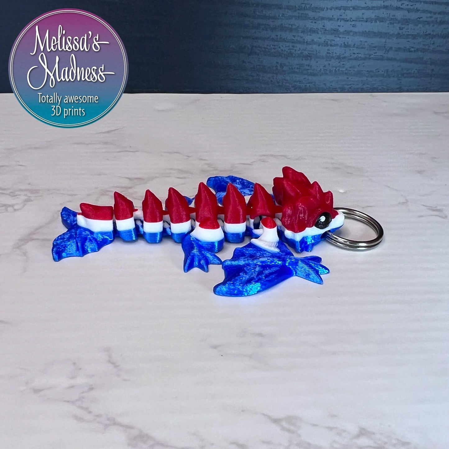 Sustainable Tiny Wyvern Keychain in USA Articulated Collectible Eco-Friendly PLA Bioplastic