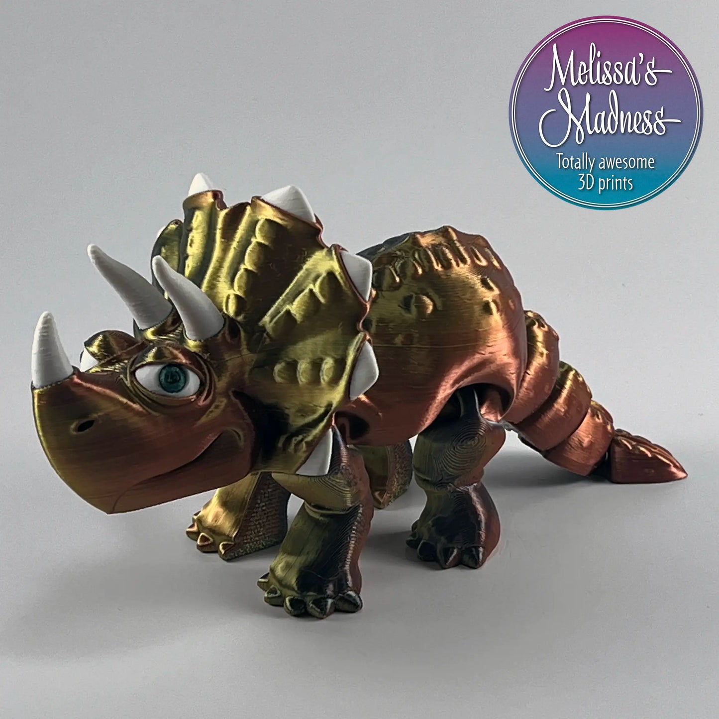 Triceratops in Gold+Copper+Black Shifting 3D Printed Wholesale Gift Shop Collectible Museum Display