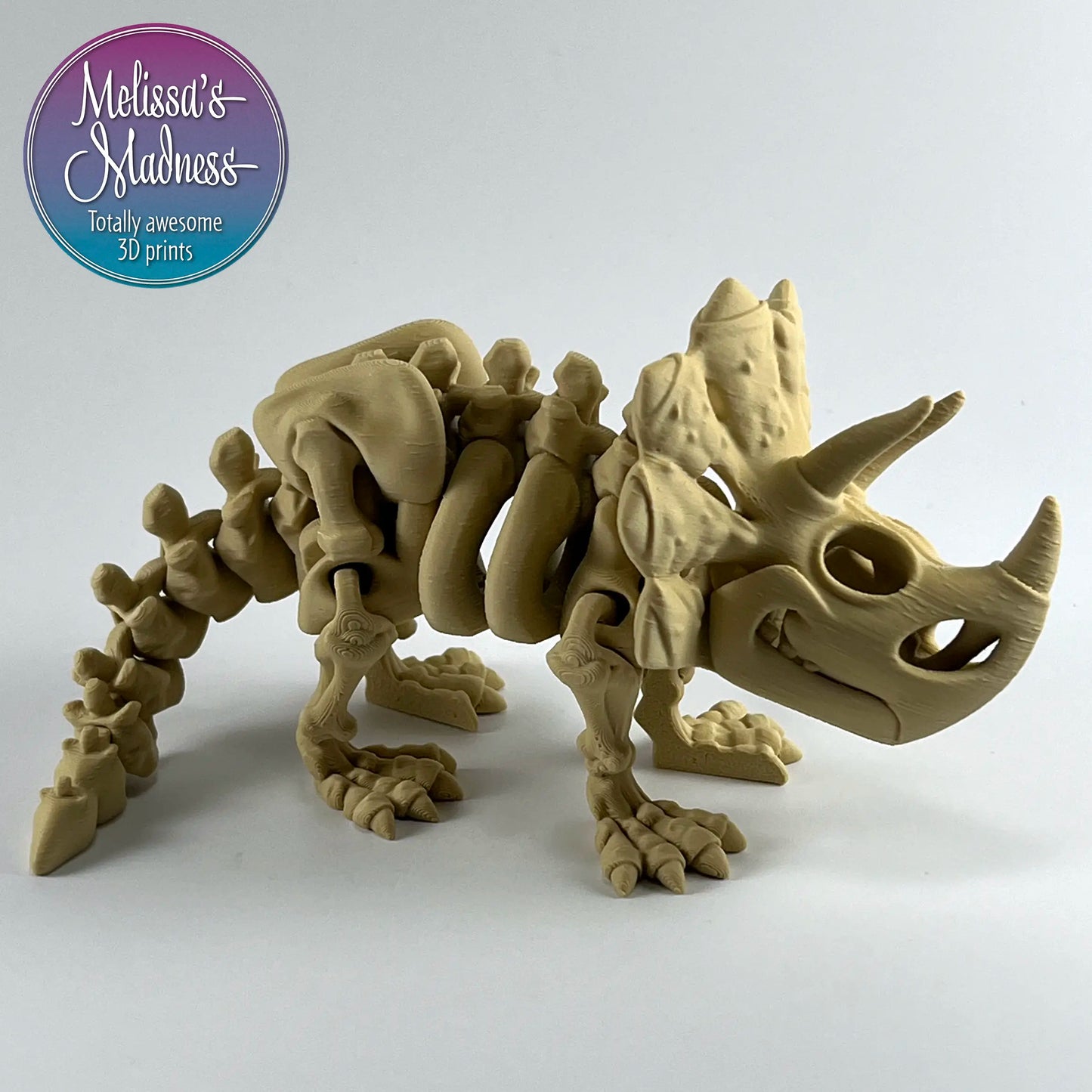 Triceratops Flexi Skeleton Sustainable Collectible Bioplastic Figurine in Desert