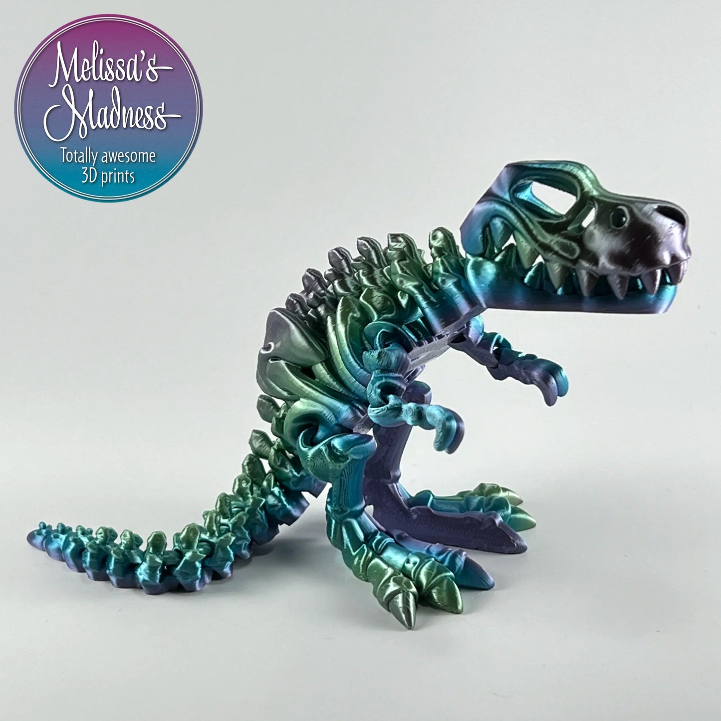 Tyrannosaurus Skeleton in Pastel Rainbow