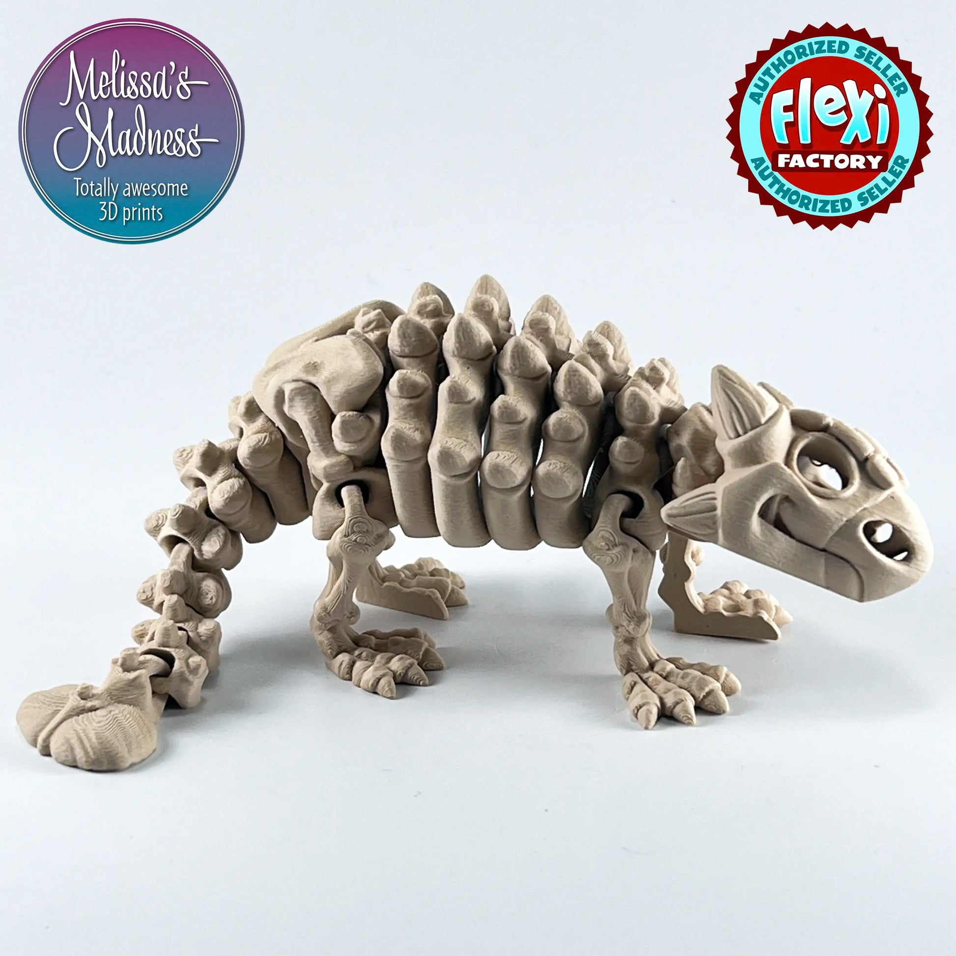 Ankylosaurus Skeleton Figurine 3D Printed PLA in Basic Beige