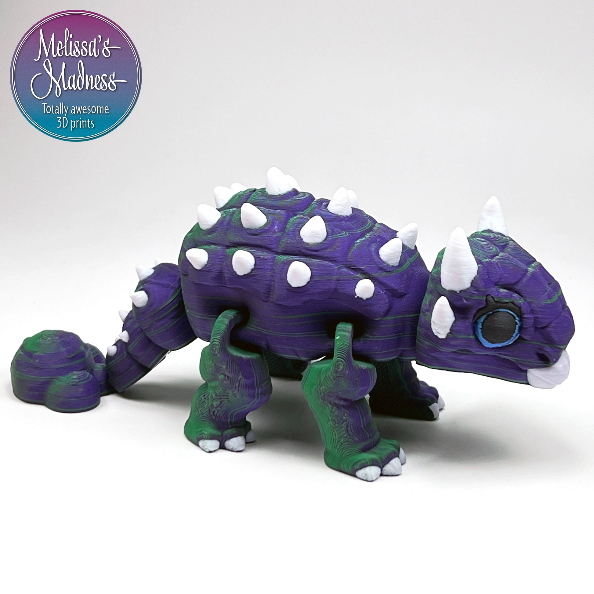 Articulated Ankylosaurus in Green+Purple Shifting Flexi Fidget Collectible 3D Printed Figurine