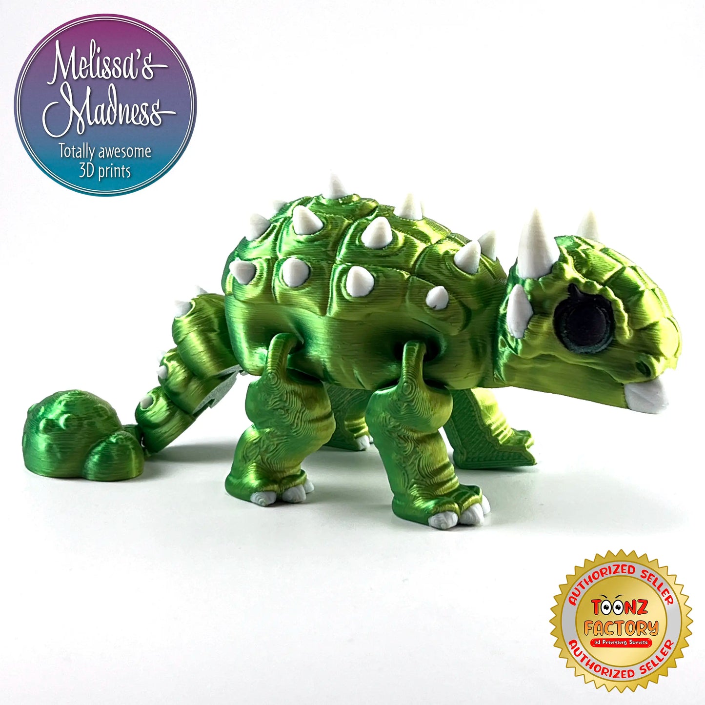 Articulated Ankylosaurus in Yellow+Green Shifting Wholesale Collectible Gift Shop Display Figurine