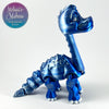 Flexi Brachiosaurus in Blue+Silver Shifting Articulated Desk Fidget Display Piece 3D Printed
