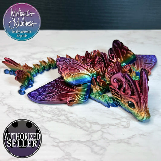 Butterfly Baby Dragon in Bright Rainbow
