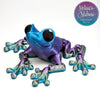 Eco-friendly articulated Cinder Frog in Pastel Rainbow compostable bioplastic figurine