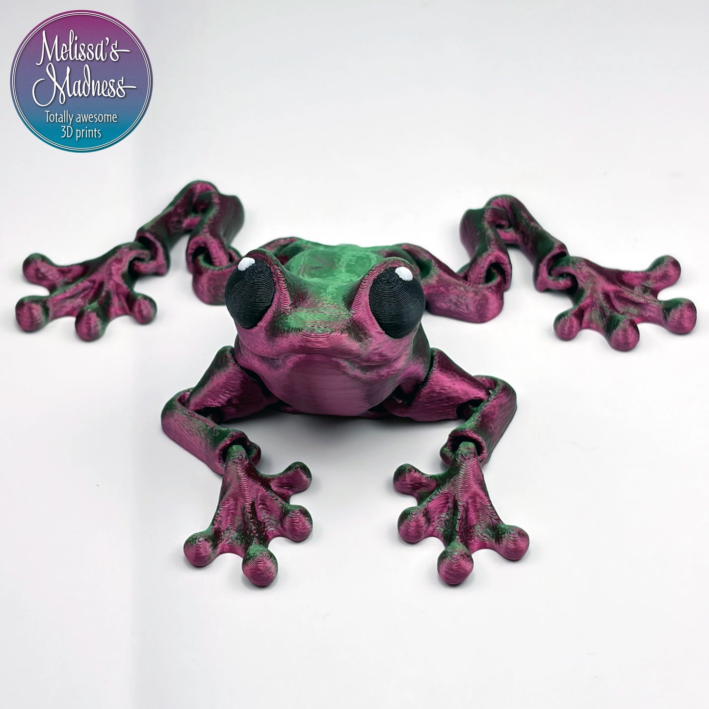 Cinder Frog in Red+Green Shifting flexible desk fidget articulating 3D printed display piece