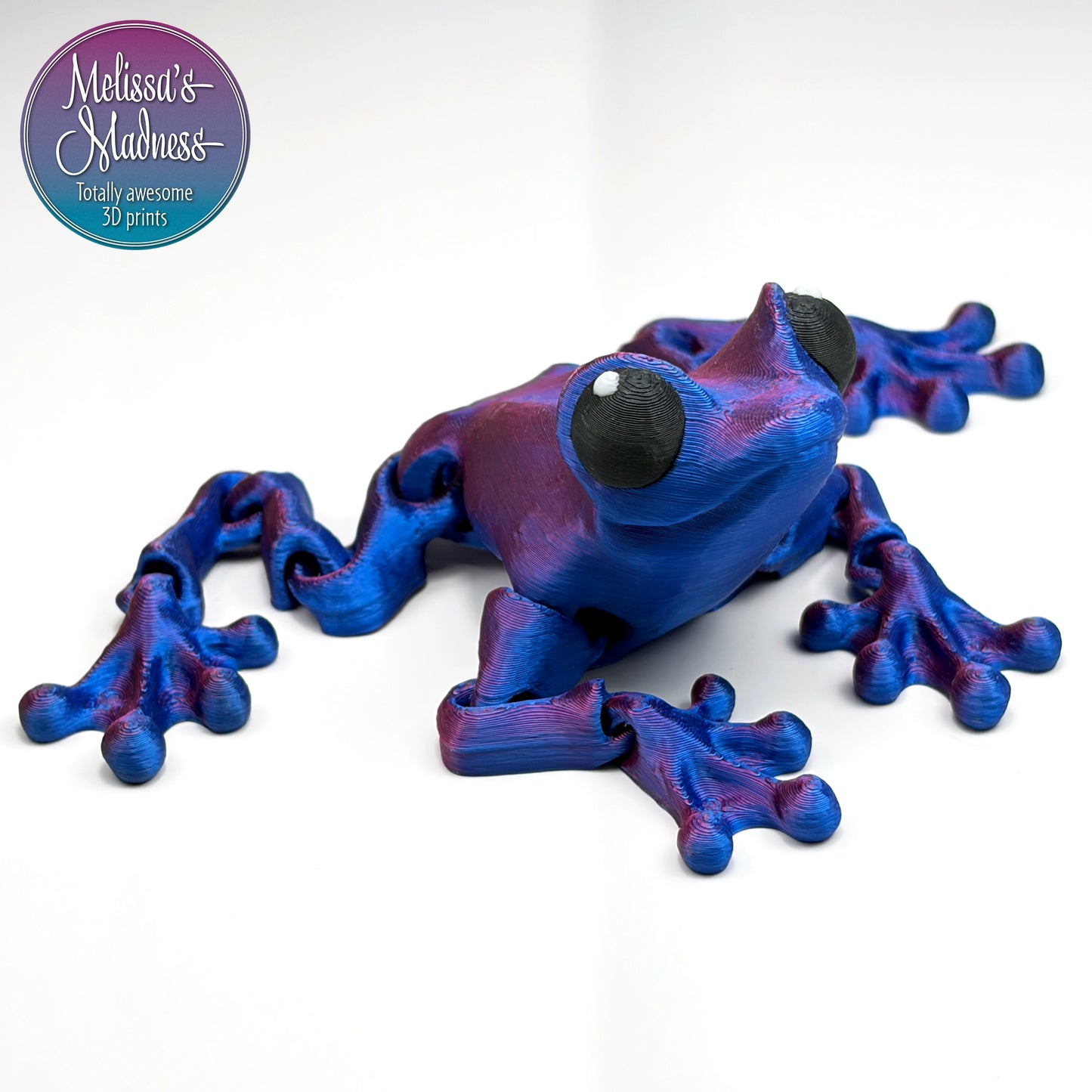 Cinder Frog in Red+Blue Shifting flexi figurine woman-owned Made in USA handcrafted