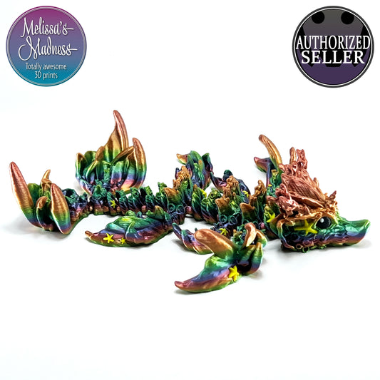 Coral Reef Baby Dragon in Muted Rainbow & Yellow