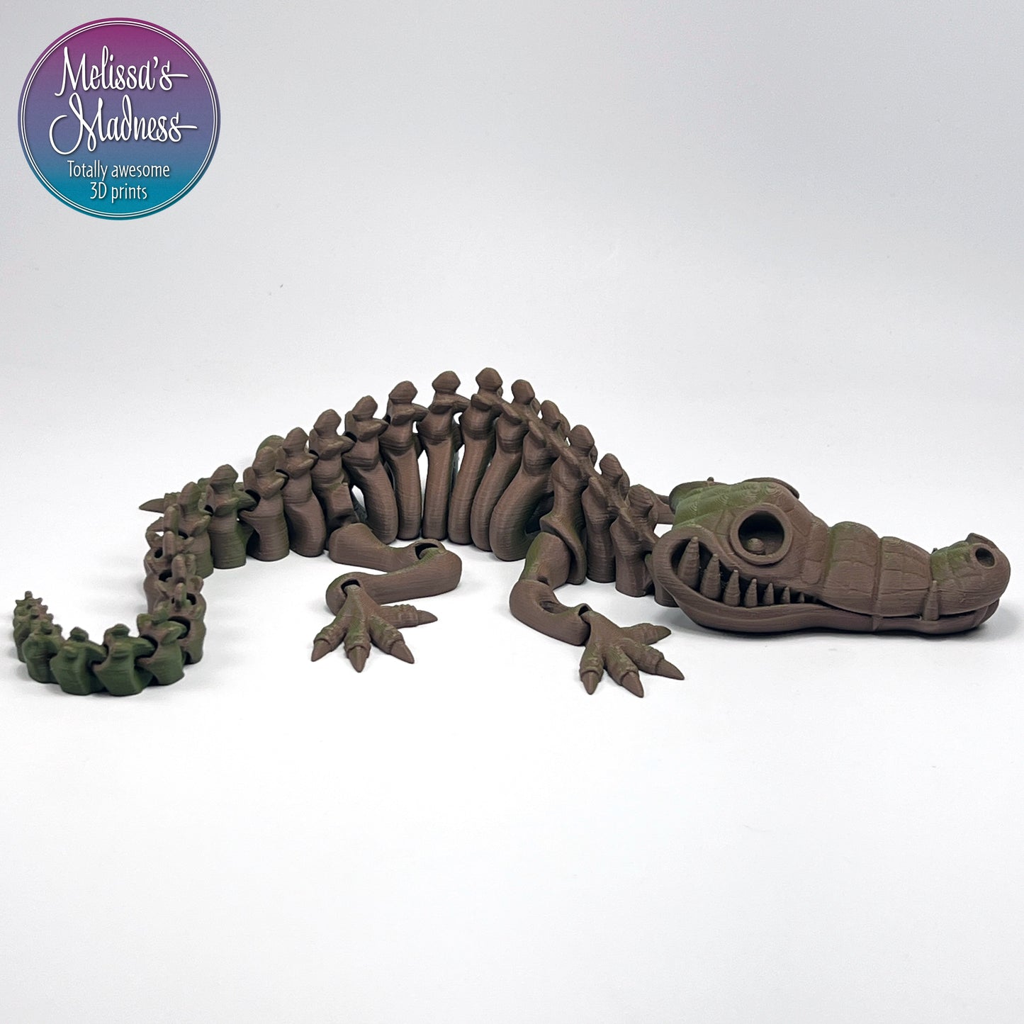 Crocodile Skeleton in Brown+Dark Green Shifting