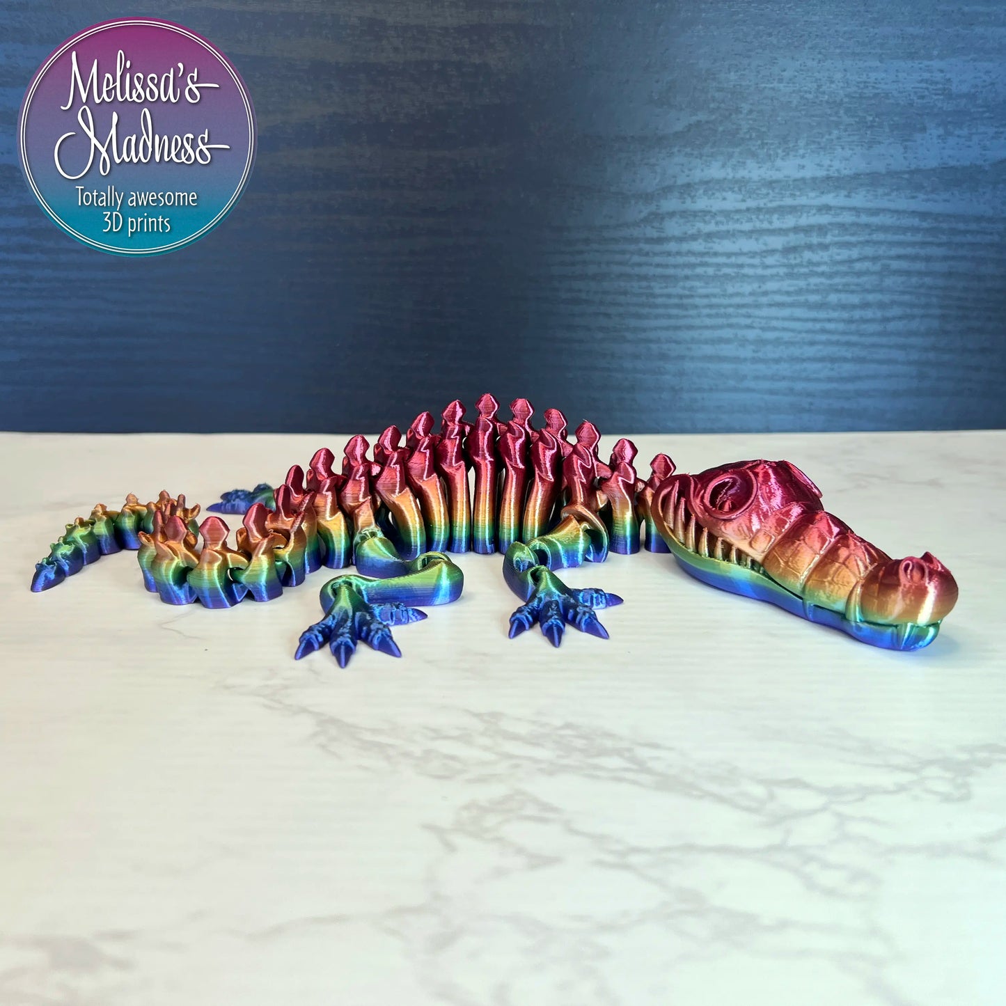 Crocodile Skeleton in Bright Rainbow